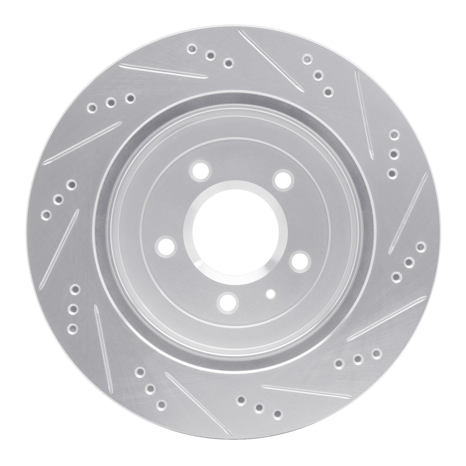 631-46020L Drilled/Slotted Brake Rotor [Silver], 2005-2011 GM, Position: Rear Left