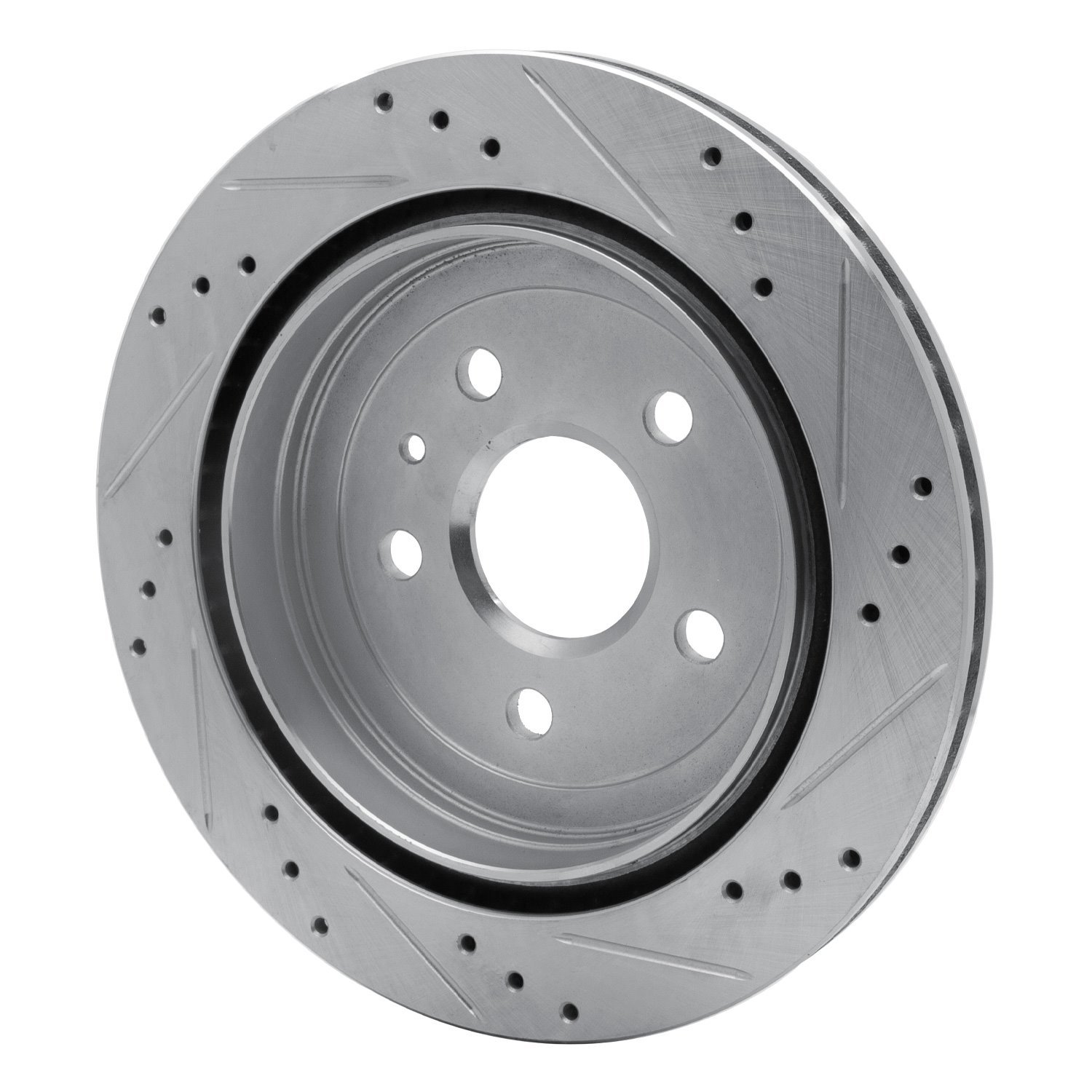 631-46024L Drilled/Slotted Brake Rotor [Silver], 2008-2019 GM, Position: Rear Left
