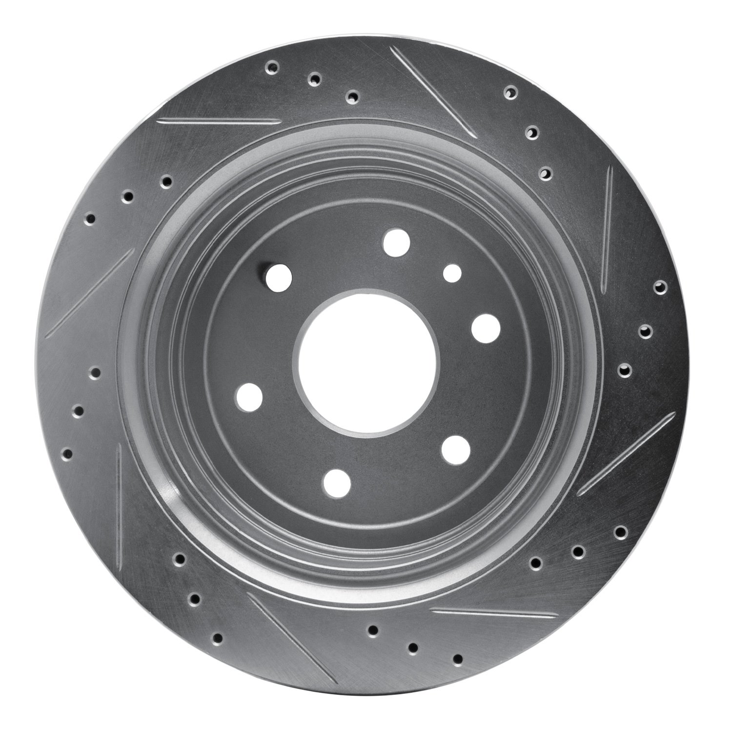 631-46034L Drilled/Slotted Brake Rotor [Silver], 2013-2019 GM, Position: Rear Left