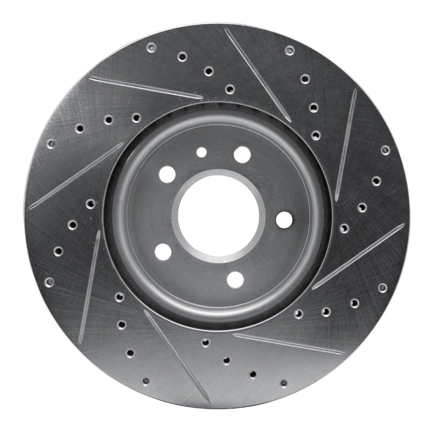 631-46037L Drilled/Slotted Brake Rotor [Silver], 2014-2019 GM, Position: Front Left