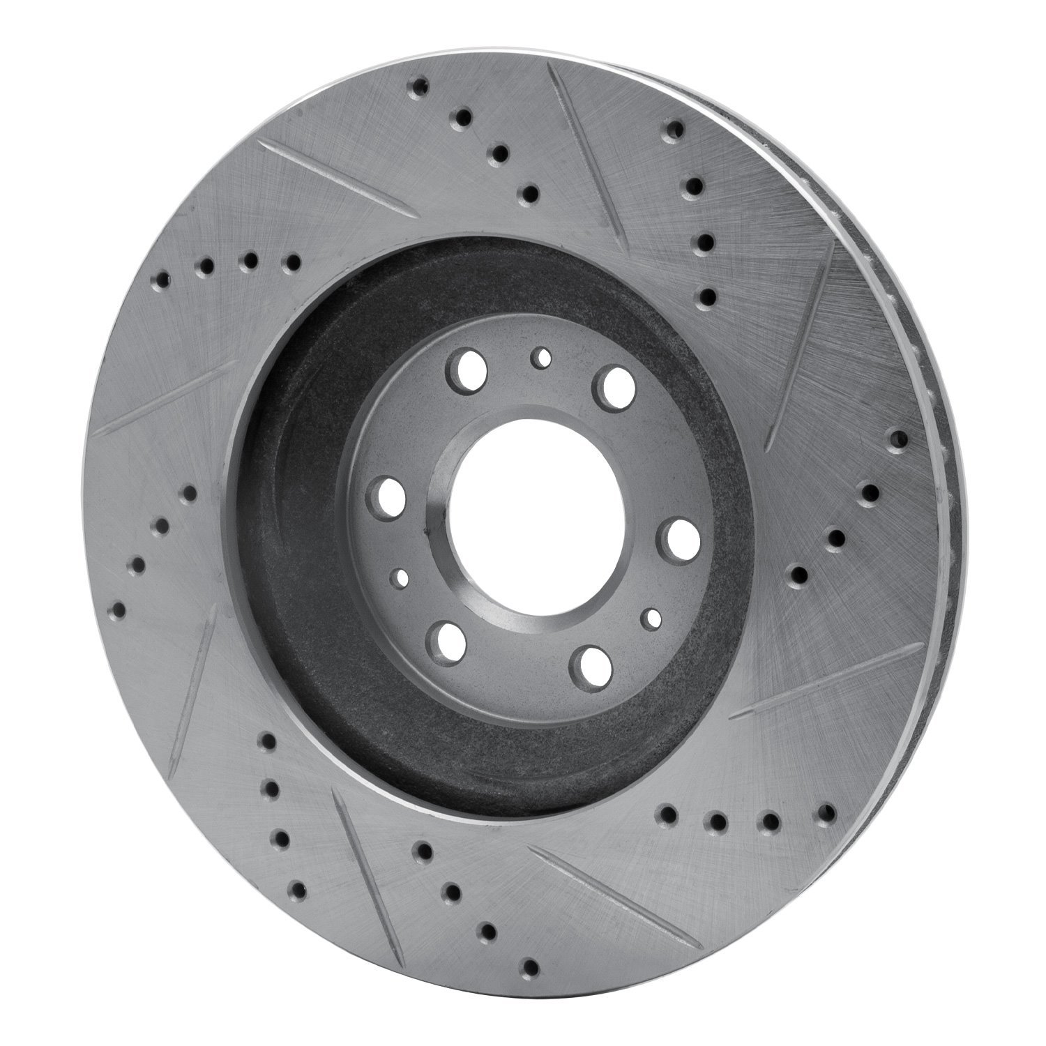 631-46043L Drilled/Slotted Brake Rotor [Silver], 2004-2009 GM, Position: Front Left