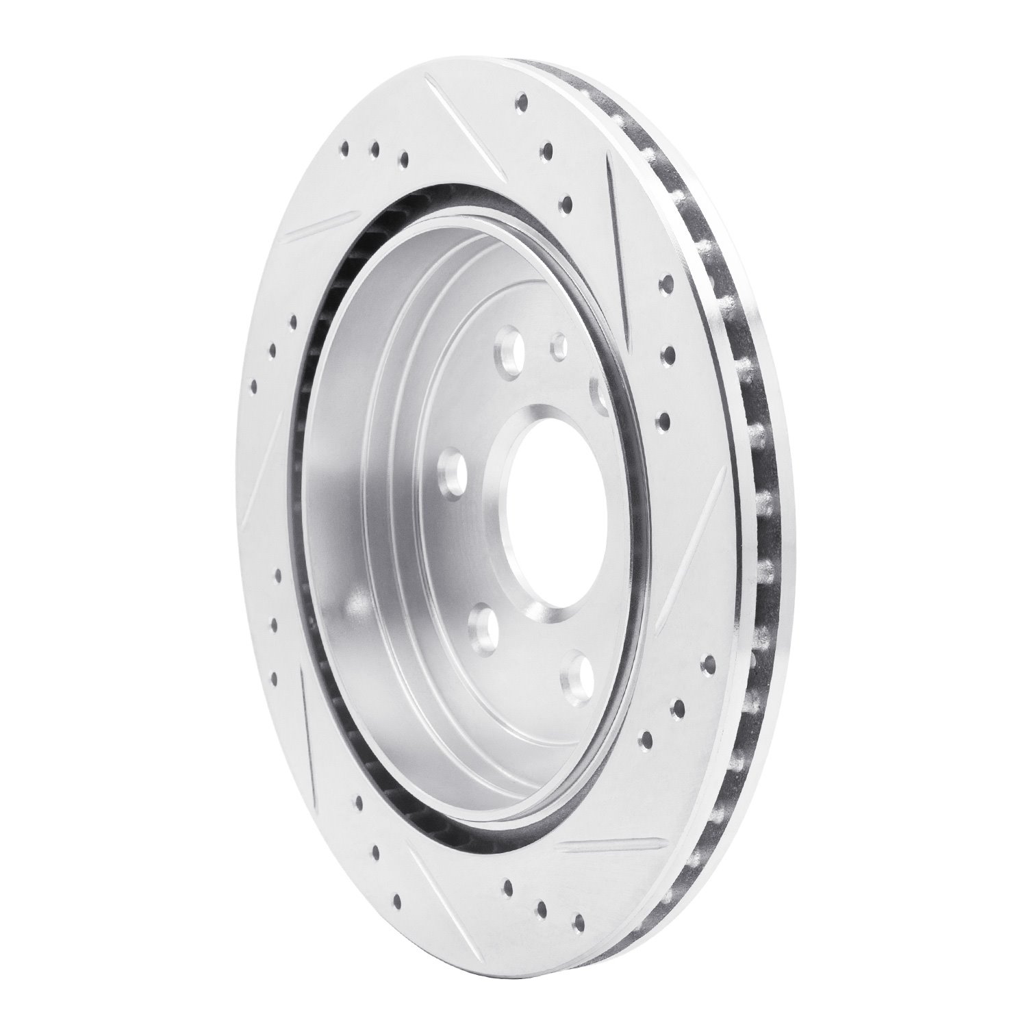 631-46045L Drilled/Slotted Brake Rotor [Silver], 2010-2016 GM, Position: Rear Left