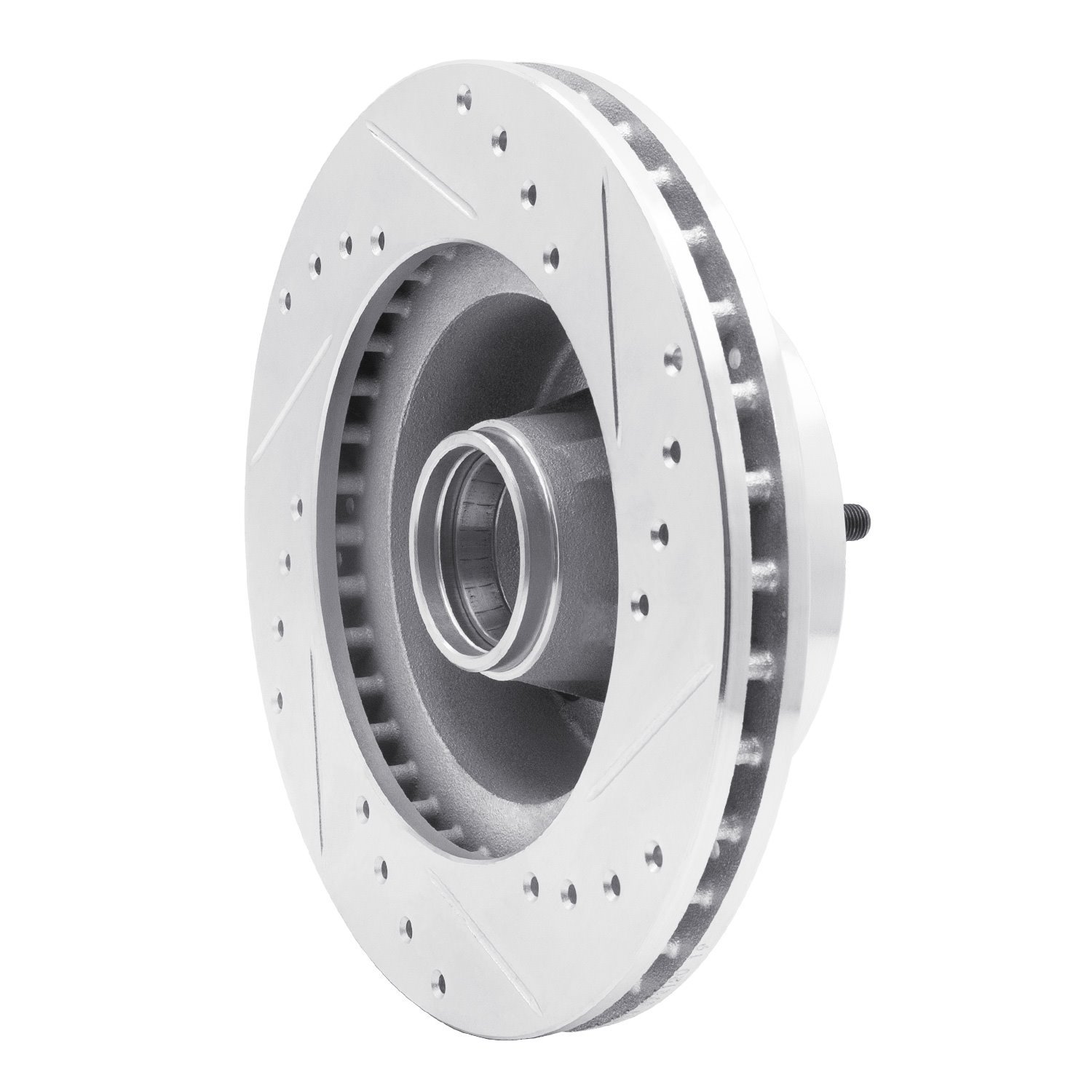 631-47004L Drilled/Slotted Brake Rotor [Silver], 1967-1974 GM, Position: Front Left
