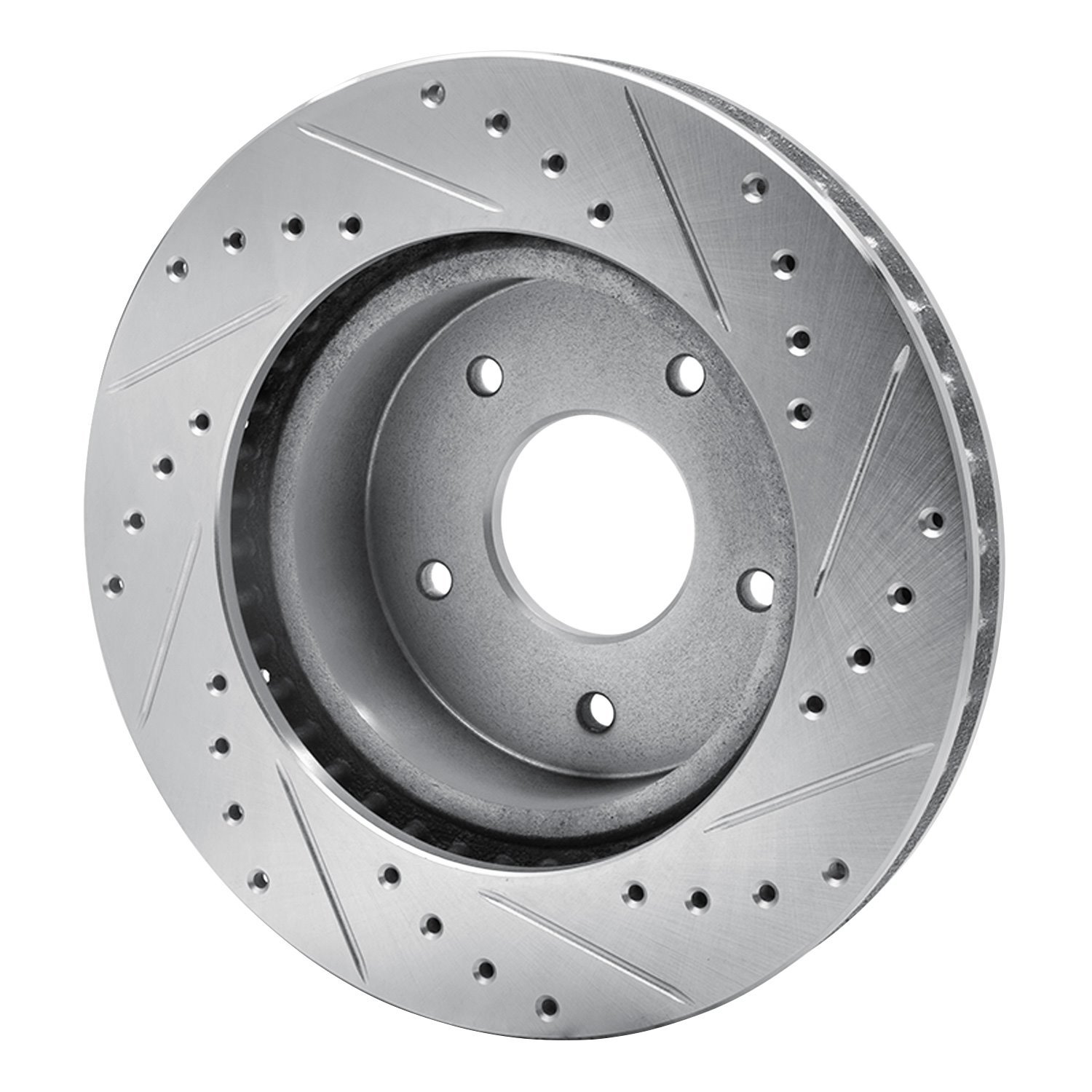631-47011L Drilled/Slotted Brake Rotor [Silver], 1963-1982 GM, Position: Front Left