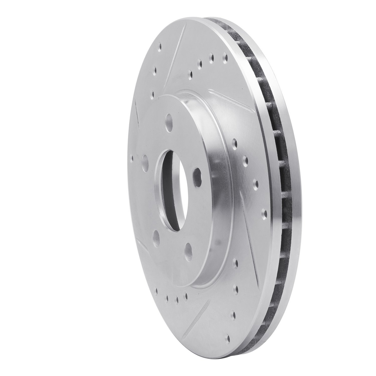 631-47031L Drilled/Slotted Brake Rotor [Silver], 2004-2008 GM, Position: Front Left