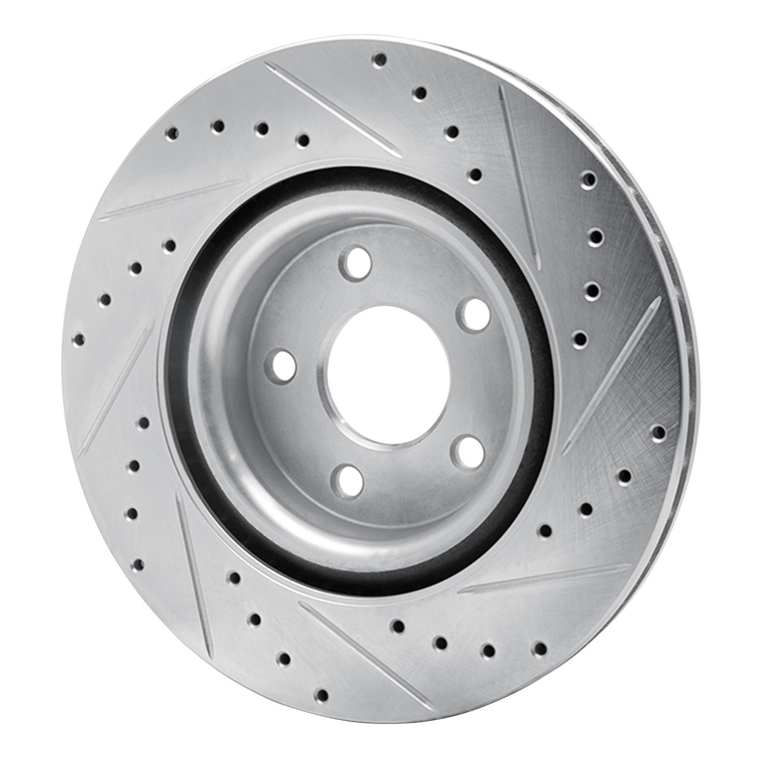 631-47037L Drilled/Slotted Brake Rotor [Silver], 2007-2010 GM, Position: Front Left