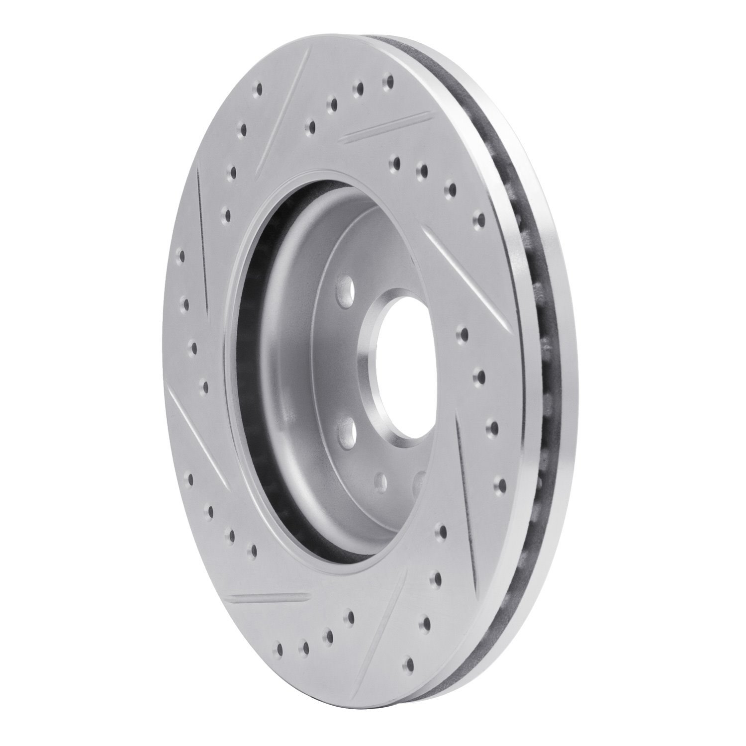 631-47043R Drilled/Slotted Brake Rotor [Silver], Fits Select GM, Position: Front Right