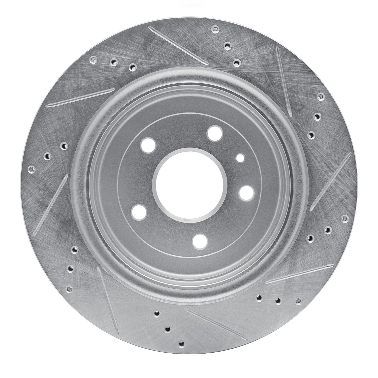 631-47047L Drilled/Slotted Brake Rotor [Silver], 2014-2019 GM, Position: Rear Left