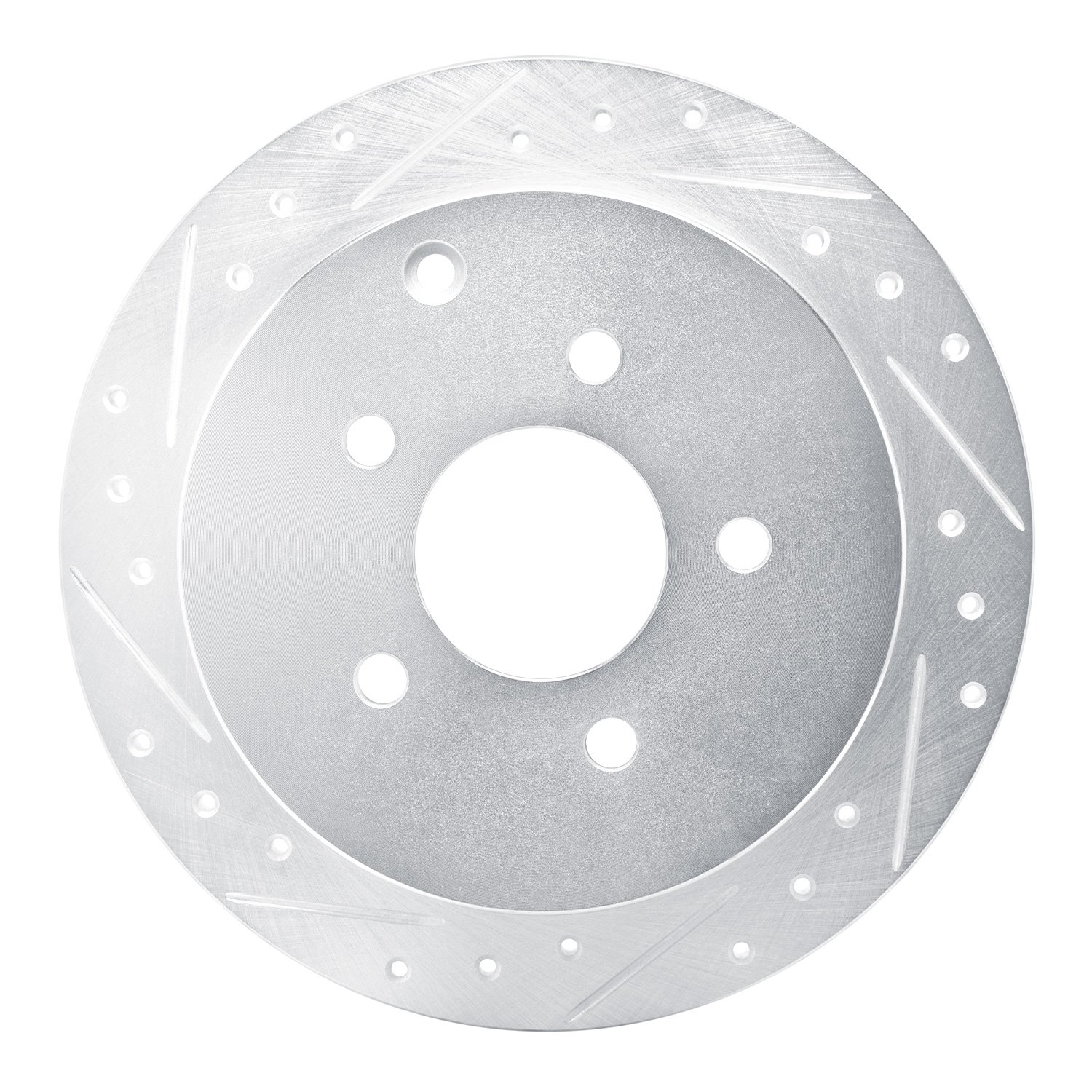 631-47068L Drilled/Slotted Brake Rotor [Silver], 2001-2007 GM, Position: Rear Left