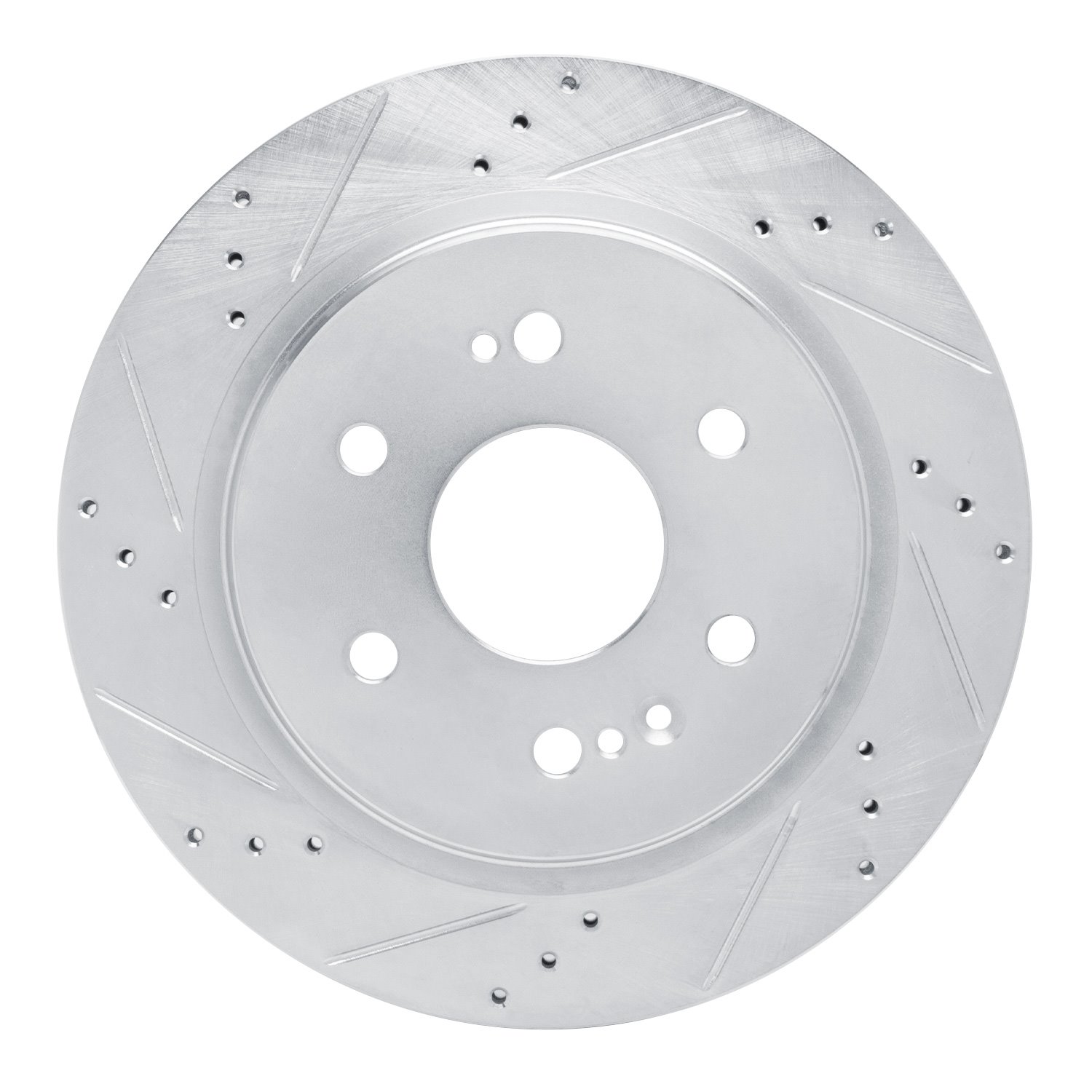 631-47081L Drilled/Slotted Brake Rotor [Silver], Fits Select GM, Position: Rear Left