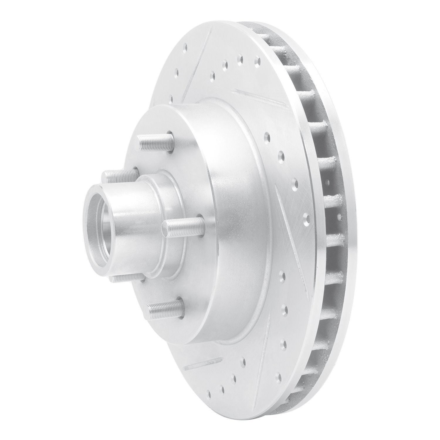 631-48006L Drilled/Slotted Brake Rotor [Silver], 1983-1992 GM, Position: Front Left
