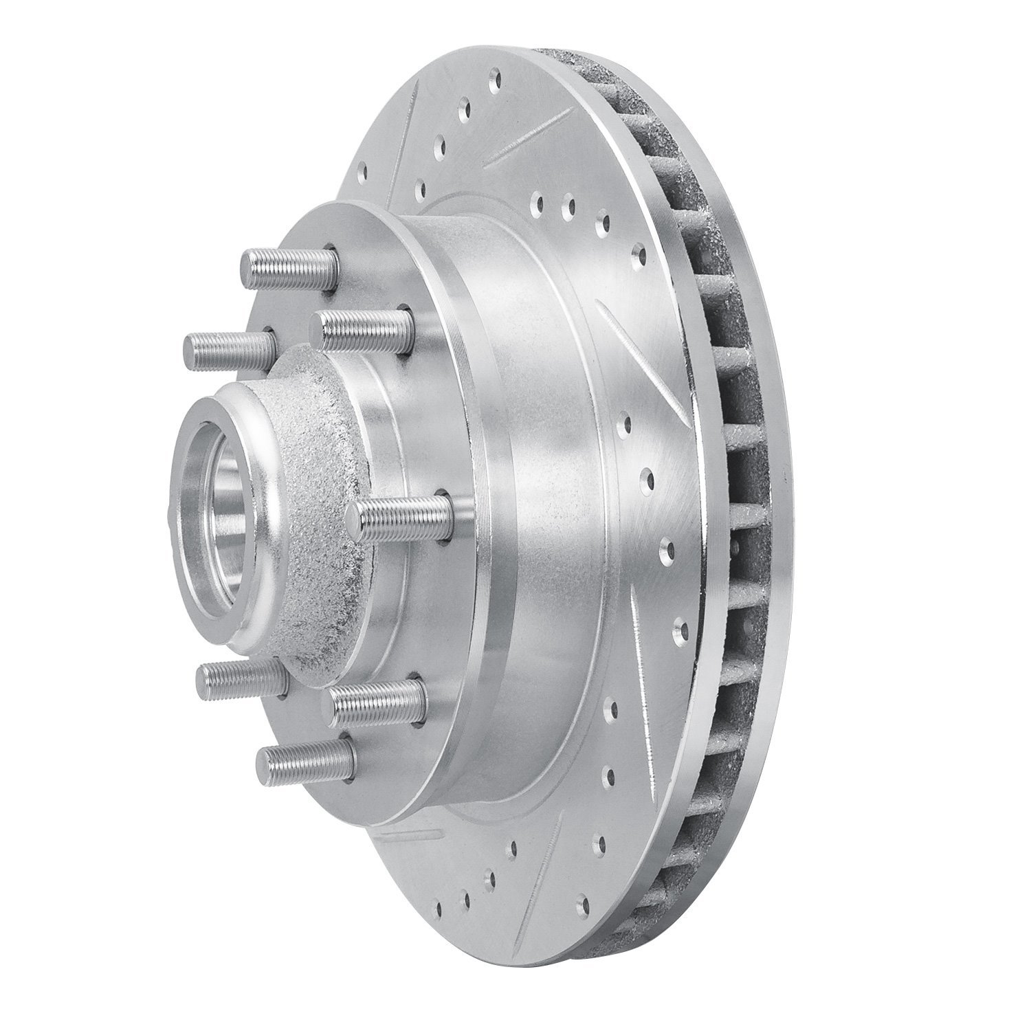 631-48013L Drilled/Slotted Brake Rotor [Silver], 1988-1996 GM, Position: Front Left