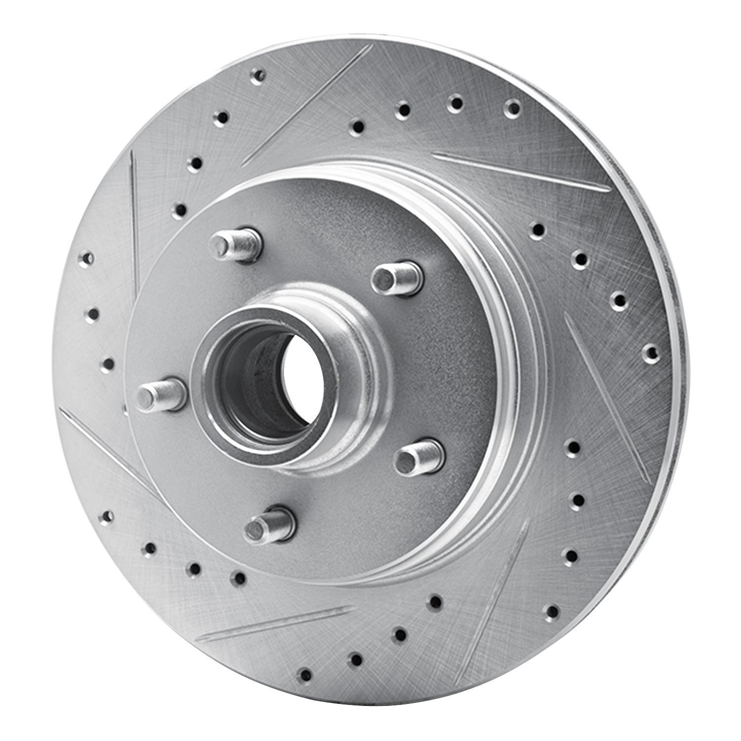 631-48015L Drilled/Slotted Brake Rotor [Silver], 1990-2002 GM, Position: Front Left