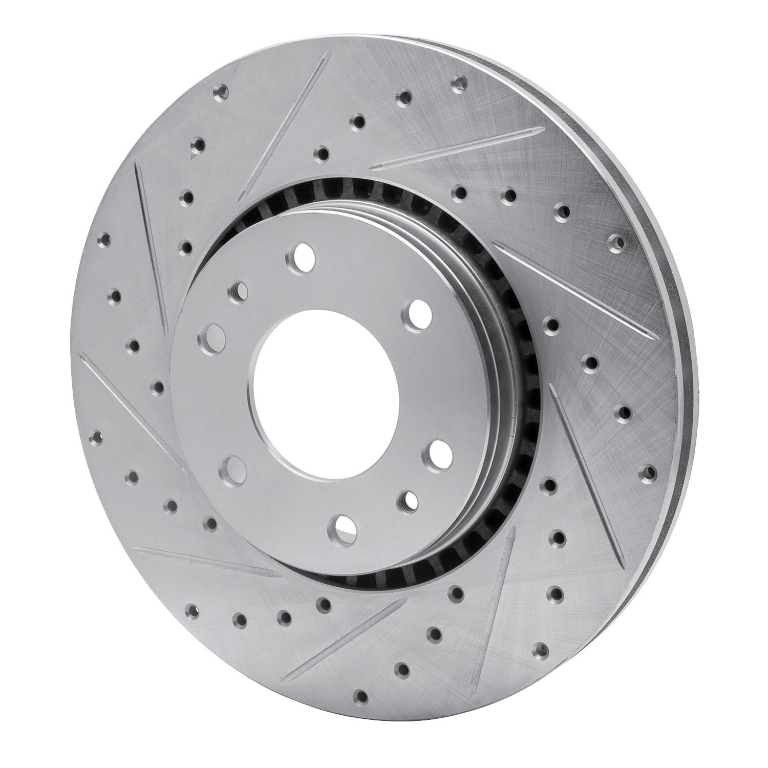 631-48046L Drilled/Slotted Brake Rotor [Silver], 2002-2009 GM, Position: Front Left