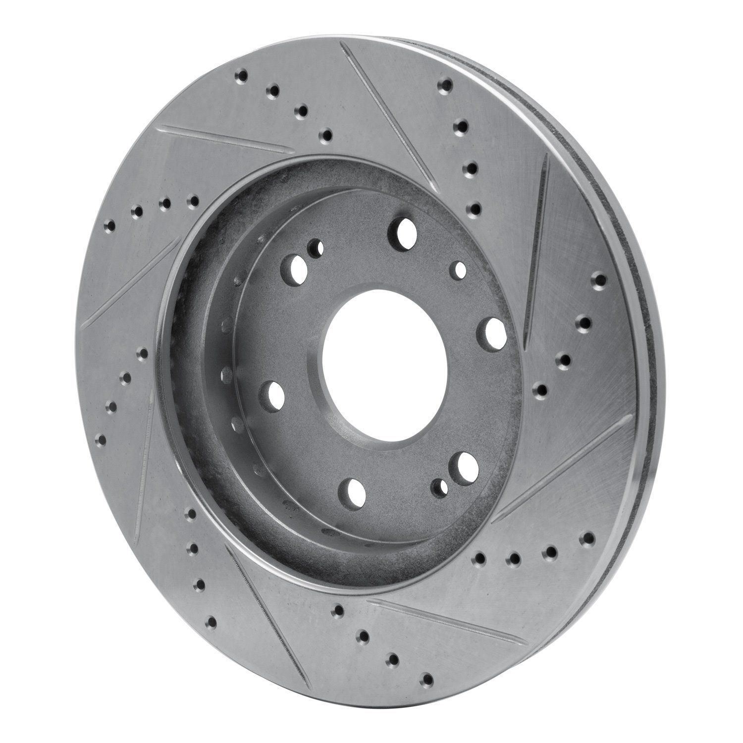 631-48091L Drilled/Slotted Brake Rotor [Silver], 2009-2020 GM, Position: Front Left