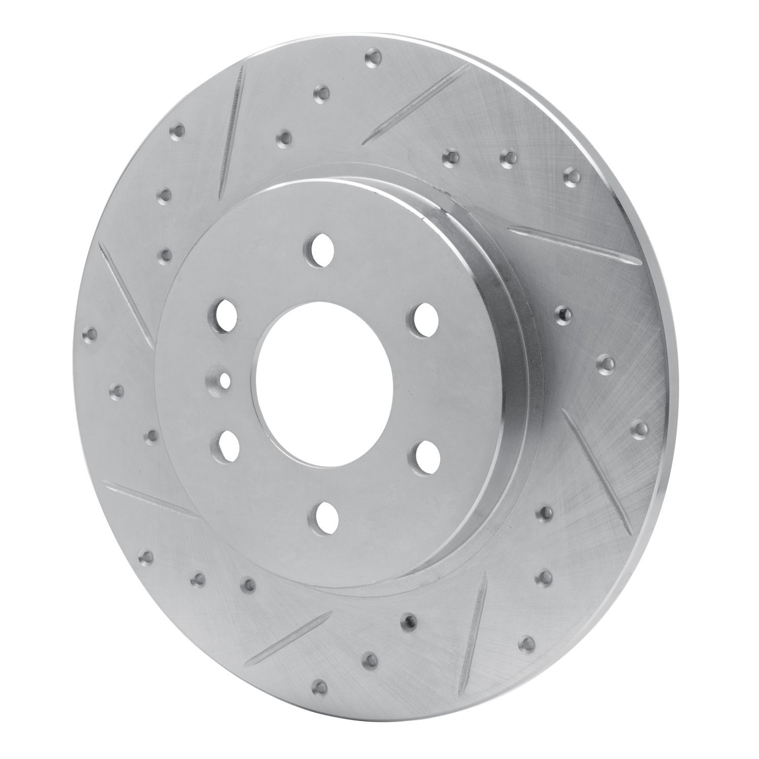 631-52028L Drilled/Slotted Brake Rotor [Silver], 2006-2009 GM, Position: Rear Left