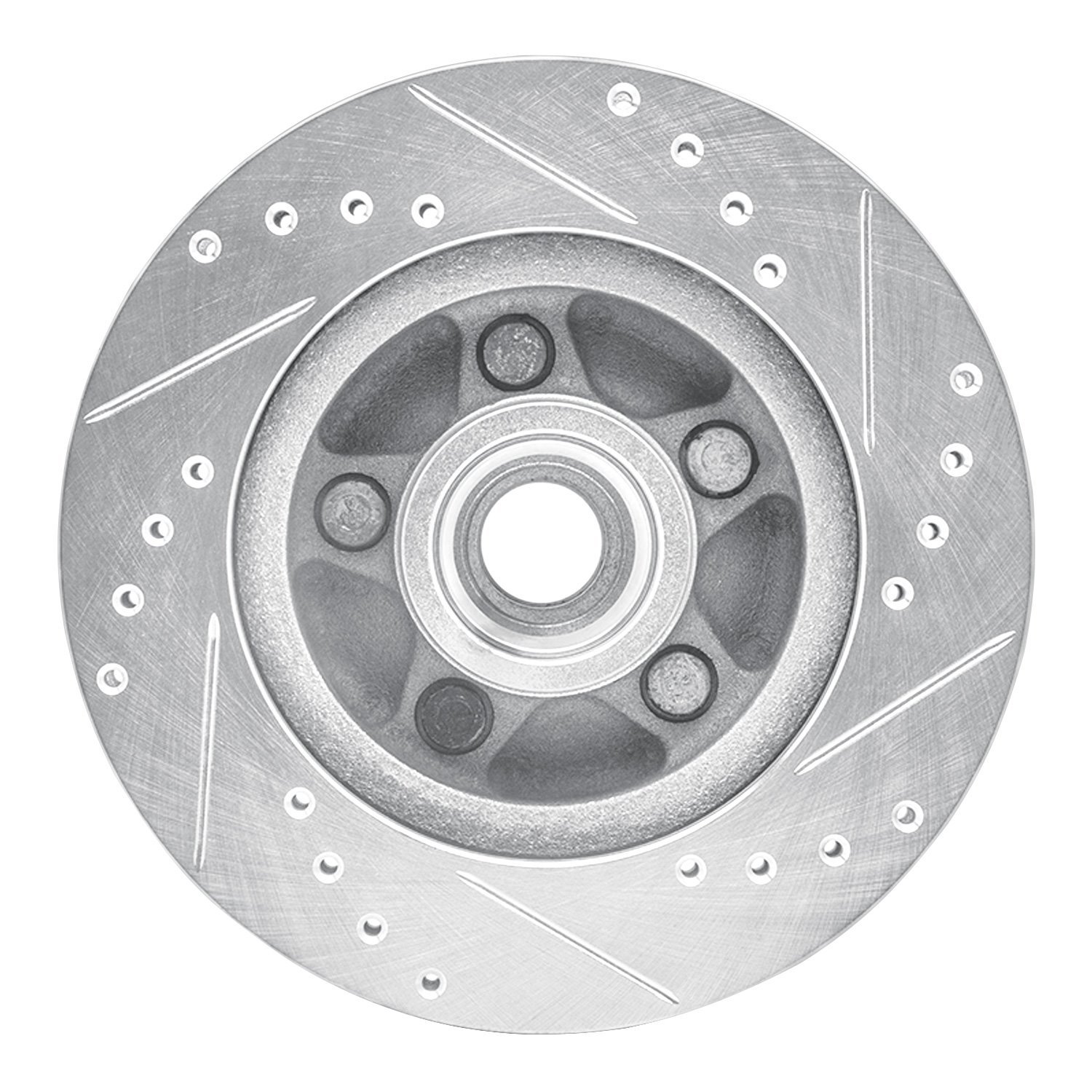 631-54019L Drilled/Slotted Brake Rotor [Silver], 1982-1987 Ford/Lincoln/Mercury/Mazda, Position: Front Left