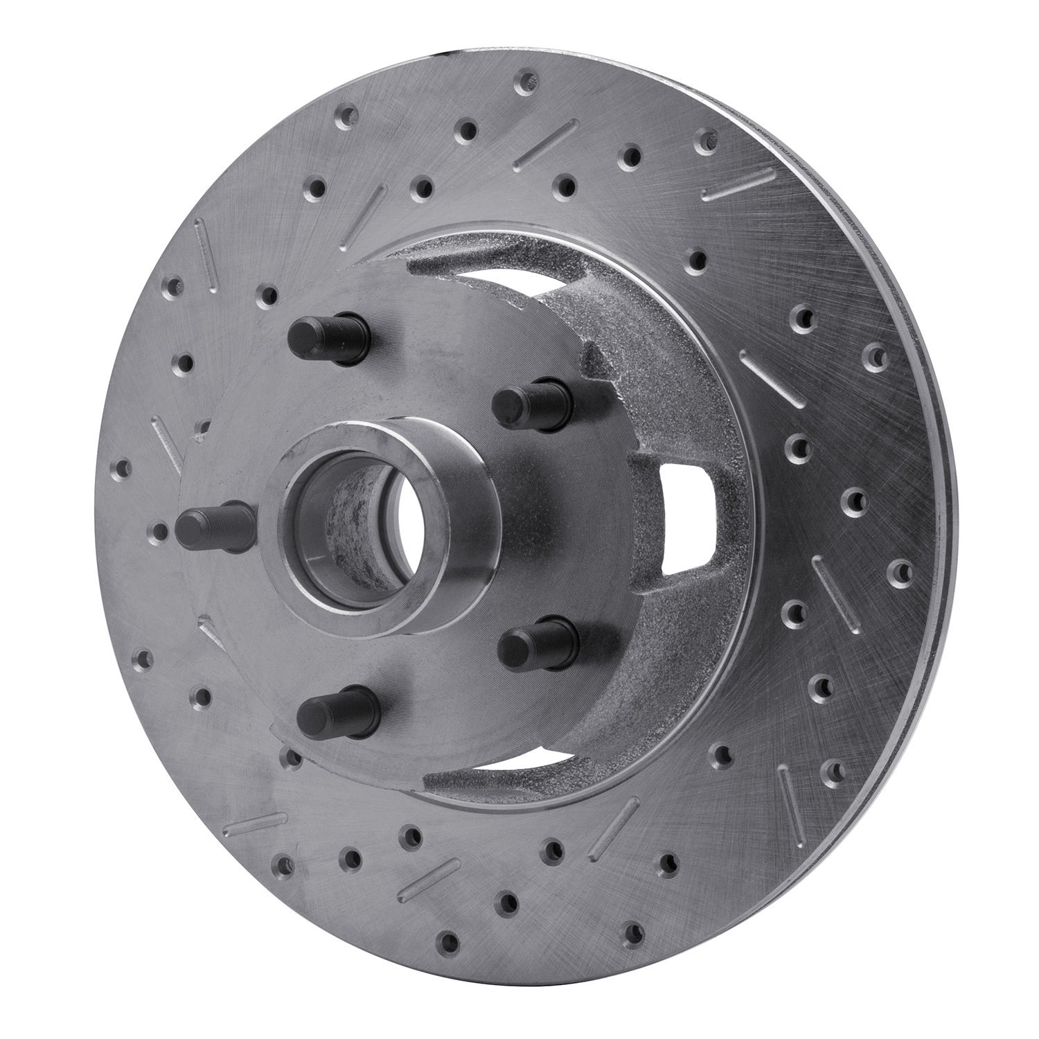 631-54040L Drilled/Slotted Brake Rotor [Silver], 1965-1967 Ford/Lincoln/Mercury/Mazda, Position: Front Left
