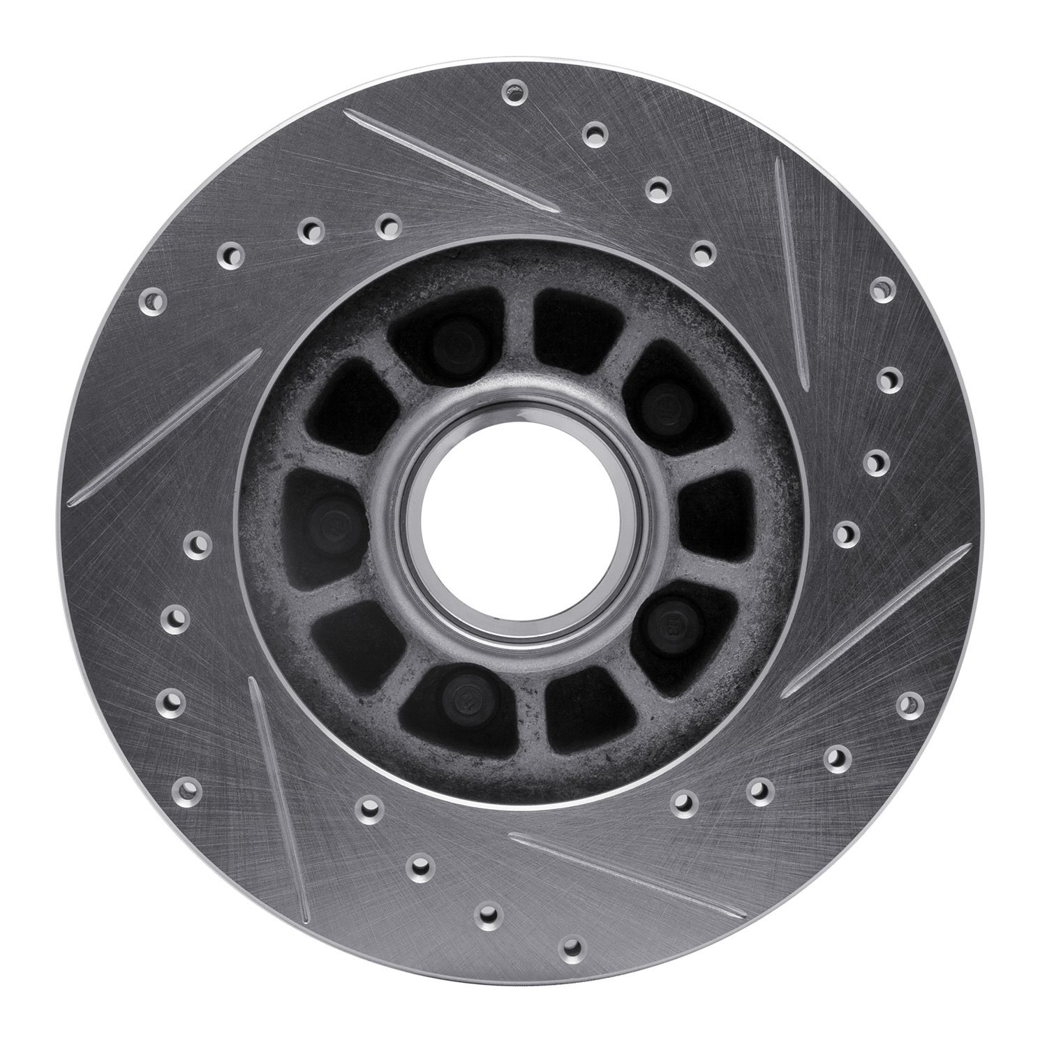 631-54111L Drilled/Slotted Brake Rotor [Silver], 1983-1992 Ford/Lincoln/Mercury/Mazda, Position: Front Left