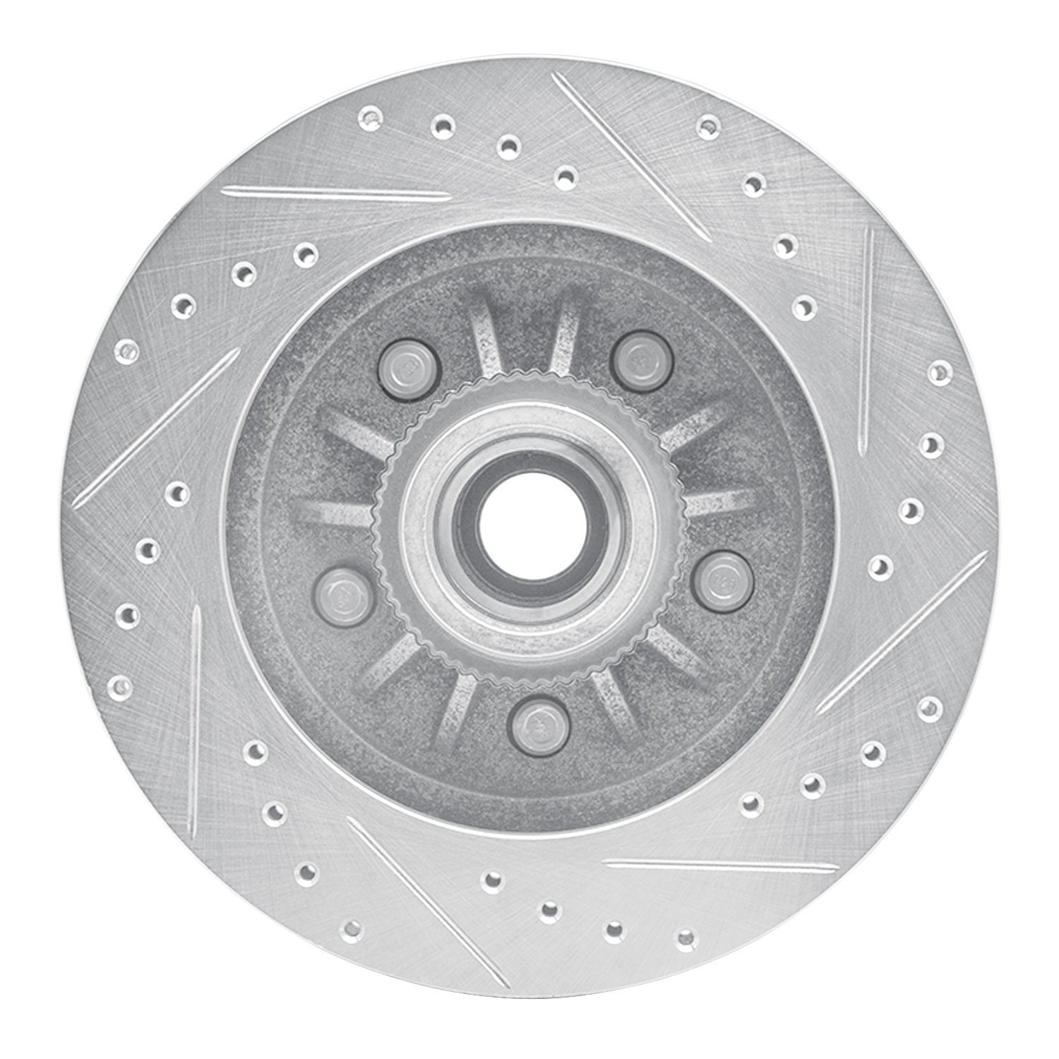 631-54153L Drilled/Slotted Brake Rotor [Silver], 1997-2000 Ford/Lincoln/Mercury/Mazda, Position: Front Left
