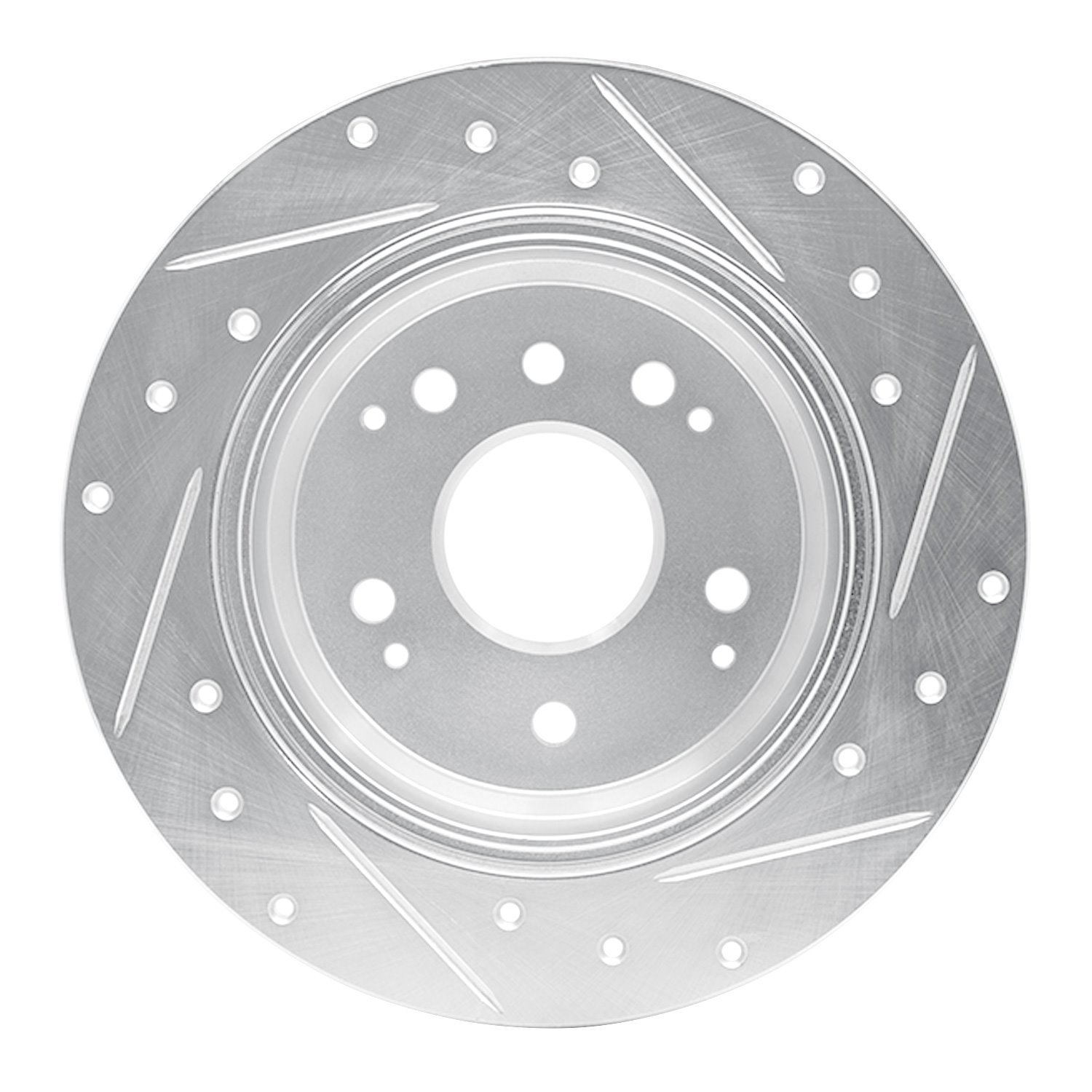 631-58019L Drilled/Slotted Brake Rotor [Silver], 2003-2011 Acura/Honda, Position: Rear Left