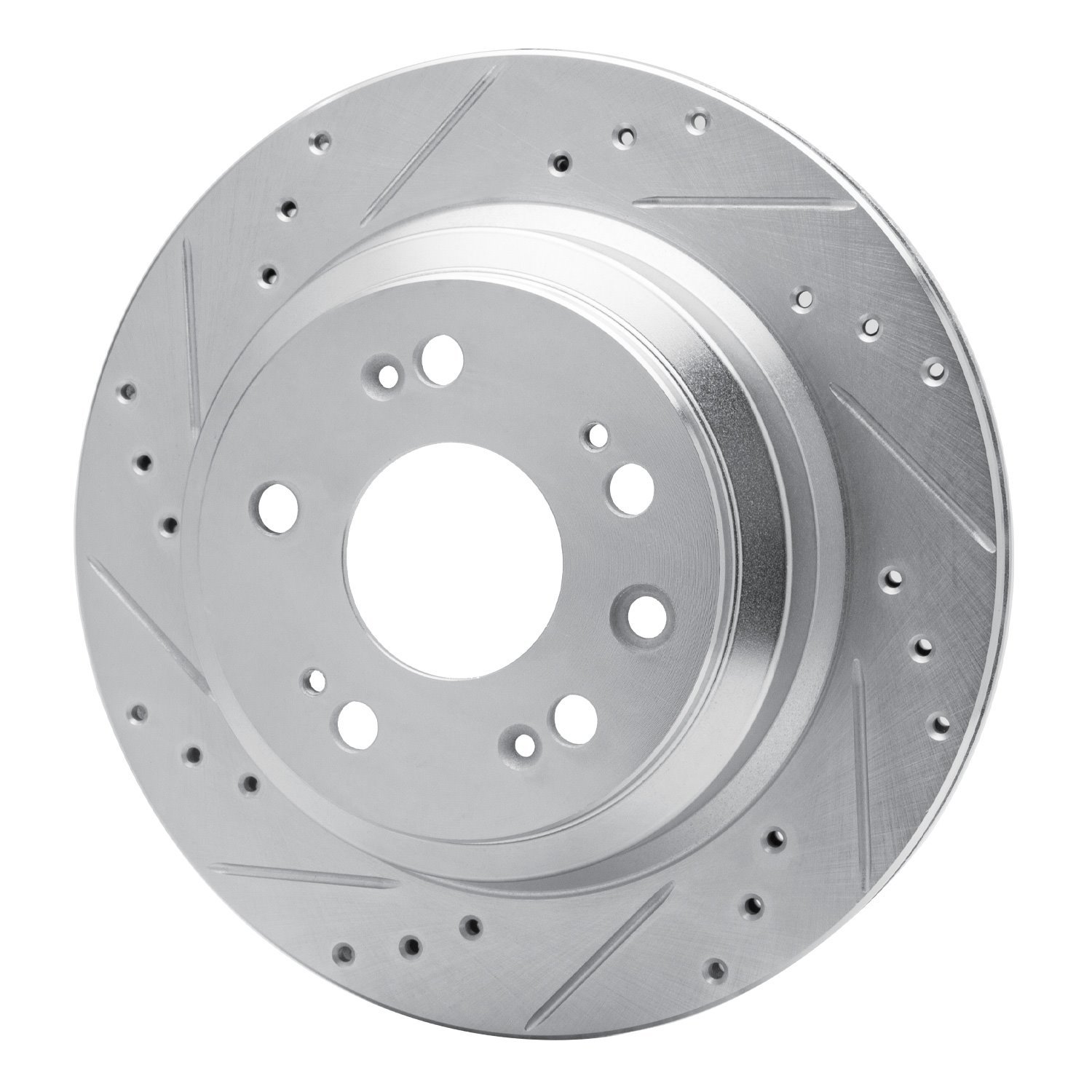 631-58022L Drilled/Slotted Brake Rotor [Silver], 2005-2012 Acura/Honda, Position: Rear Left