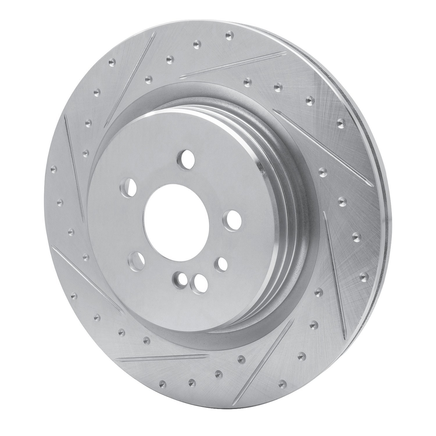631-63069L Drilled/Slotted Brake Rotor [Silver], 2005-2013 Mercedes-Benz, Position: Rear Left