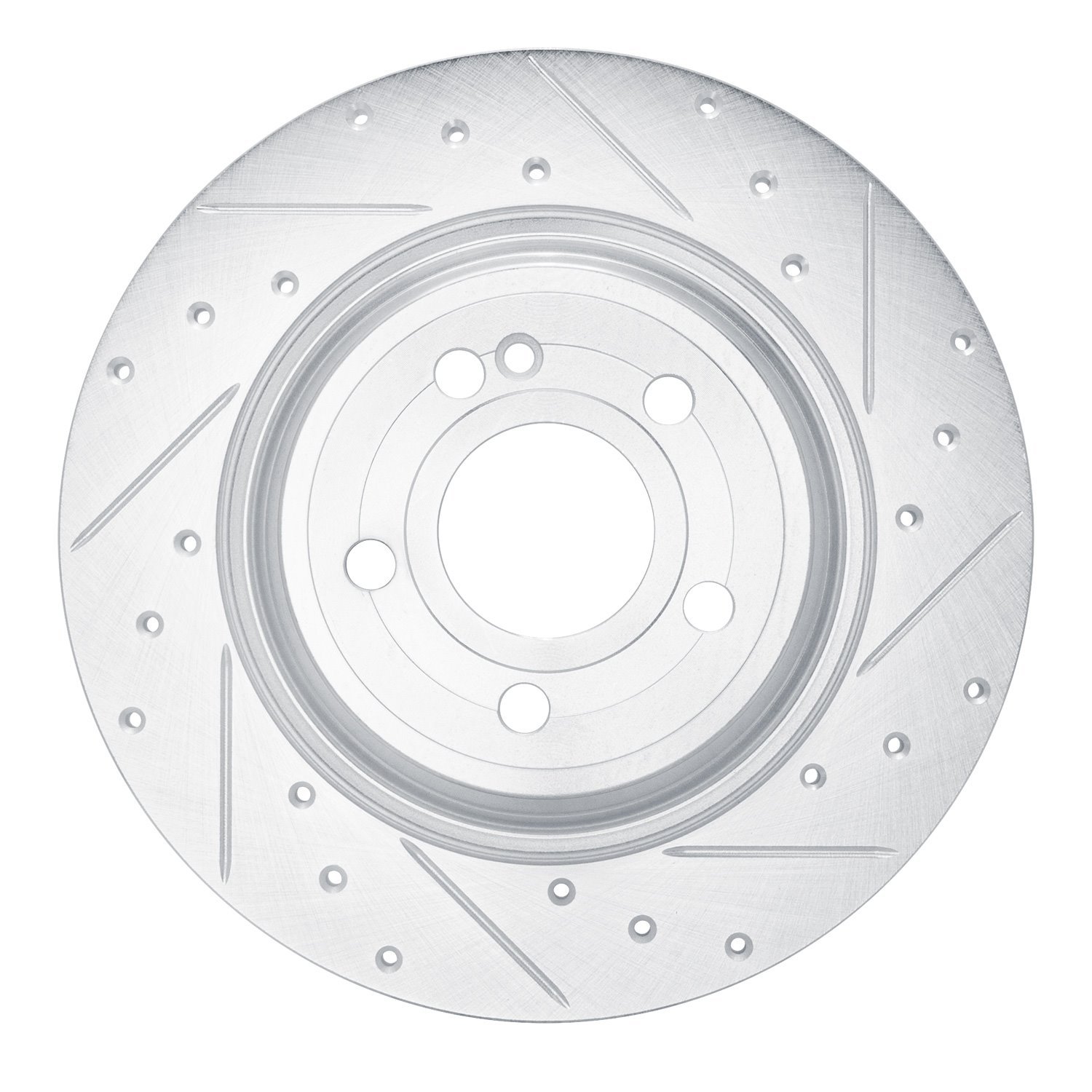 631-63187R Drilled/Slotted Brake Rotor [Silver], Fits Select Mercedes-Benz, Position: Rear Right