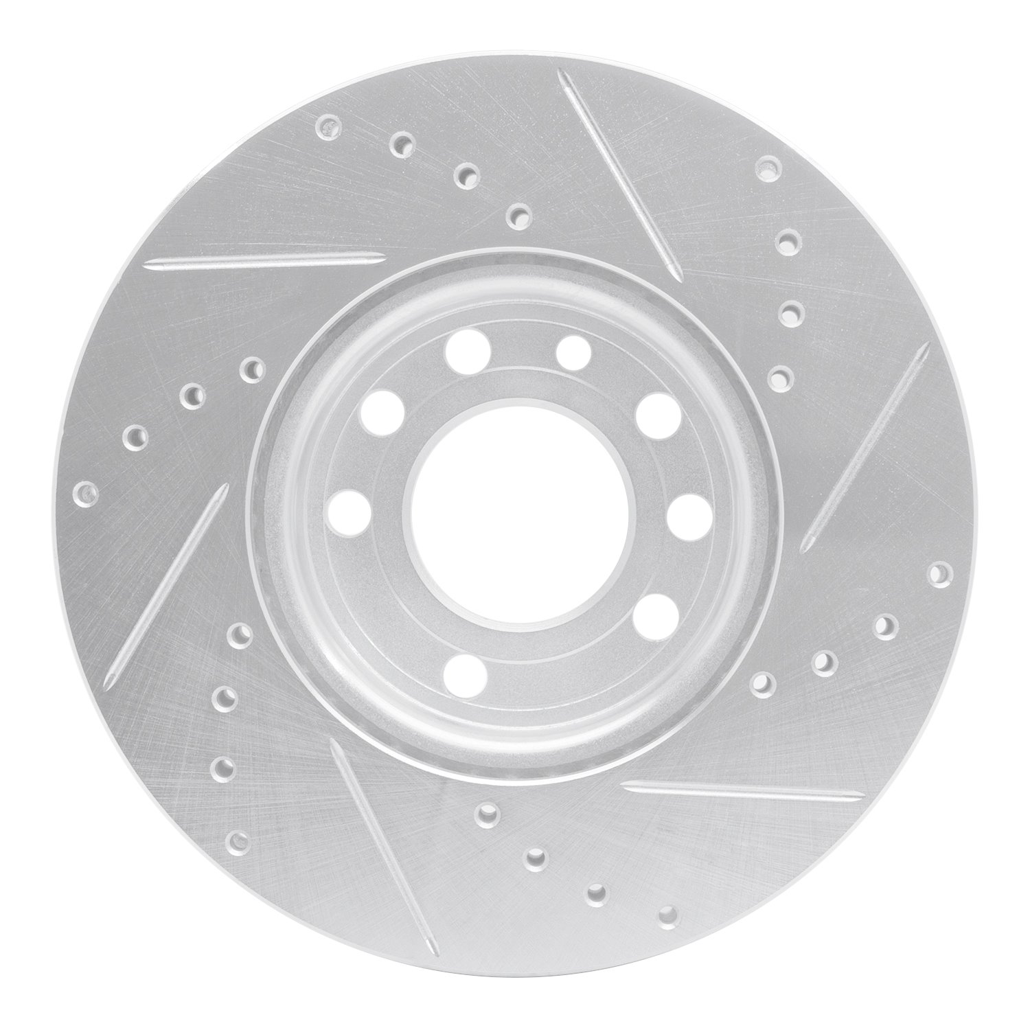 631-65015L Drilled/Slotted Brake Rotor [Silver], 2003-2011 GM, Position: Front Left