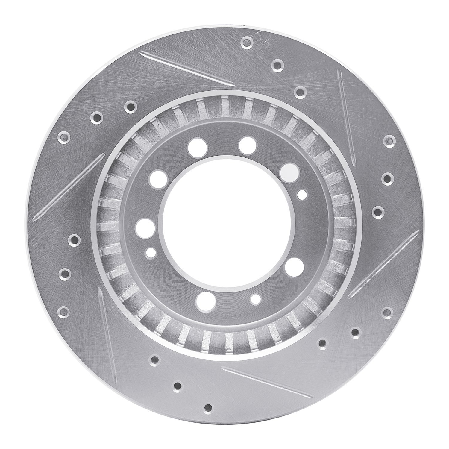 631-72005L Drilled/Slotted Brake Rotor [Silver], 1983-1989 Multiple Makes/Models, Position: Rear Left