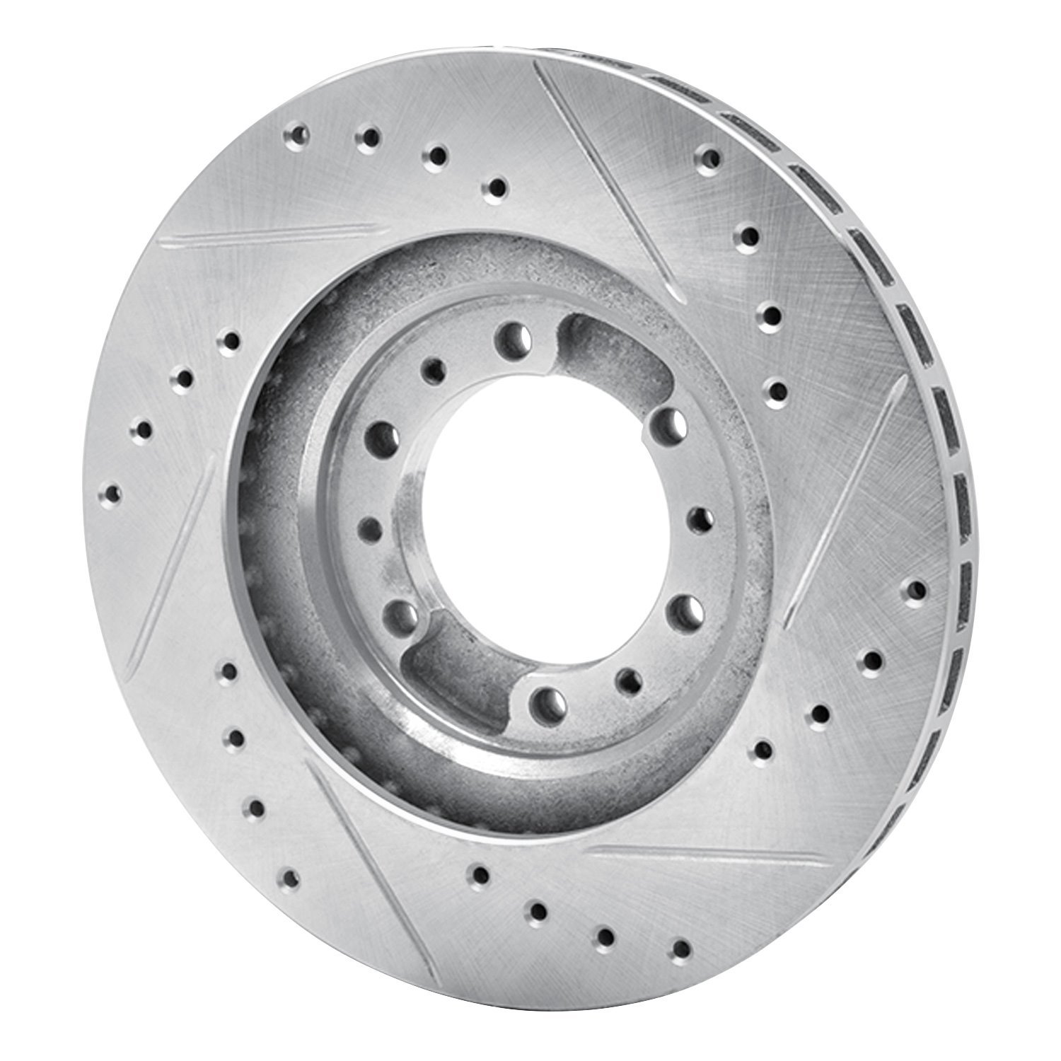 631-72053L Drilled/Slotted Brake Rotor [Silver], 1990-2004 Mitsubishi, Position: Front Left