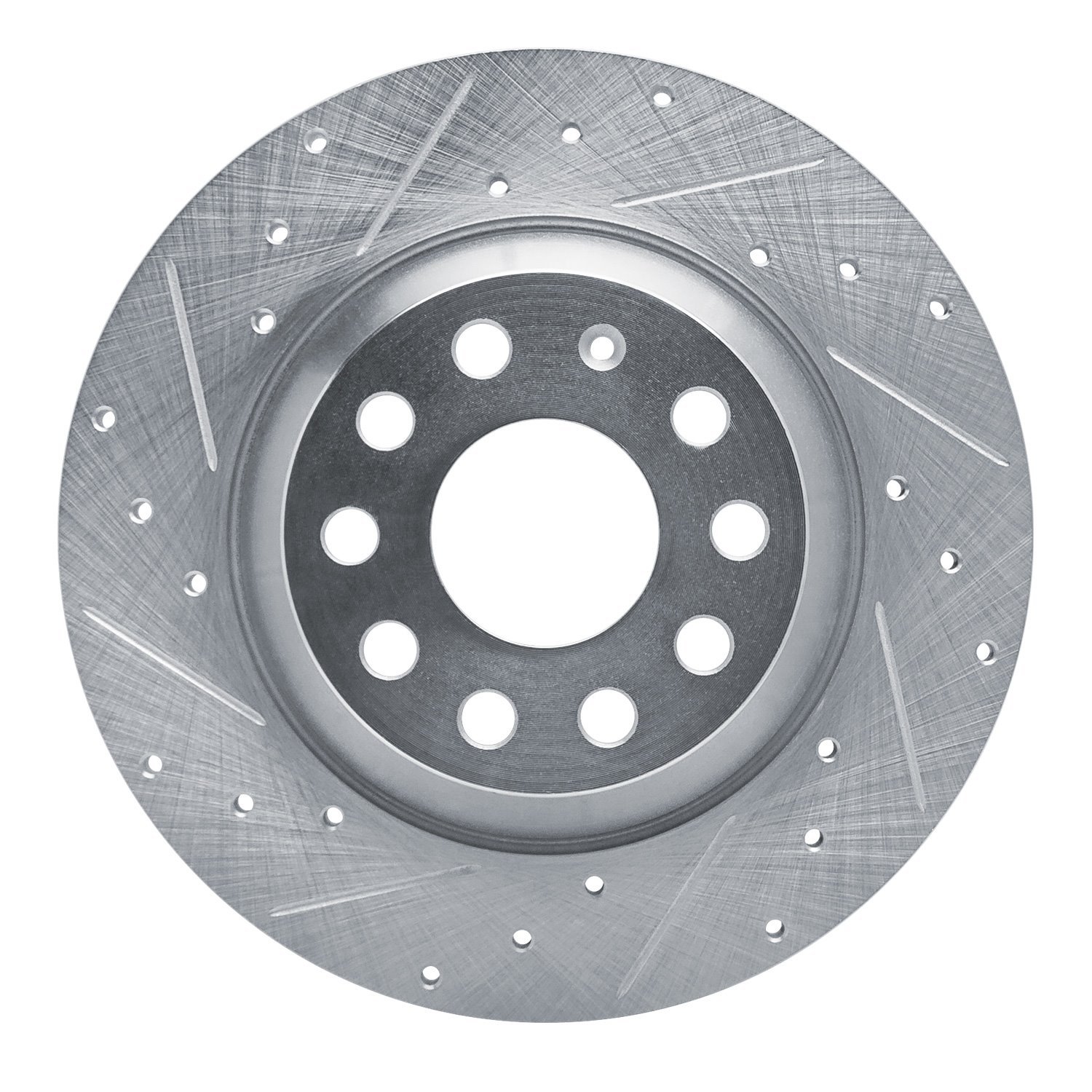 631-73082L Drilled/Slotted Brake Rotor [Silver], Fits Select Audi/Volkswagen, Position: Rear Left