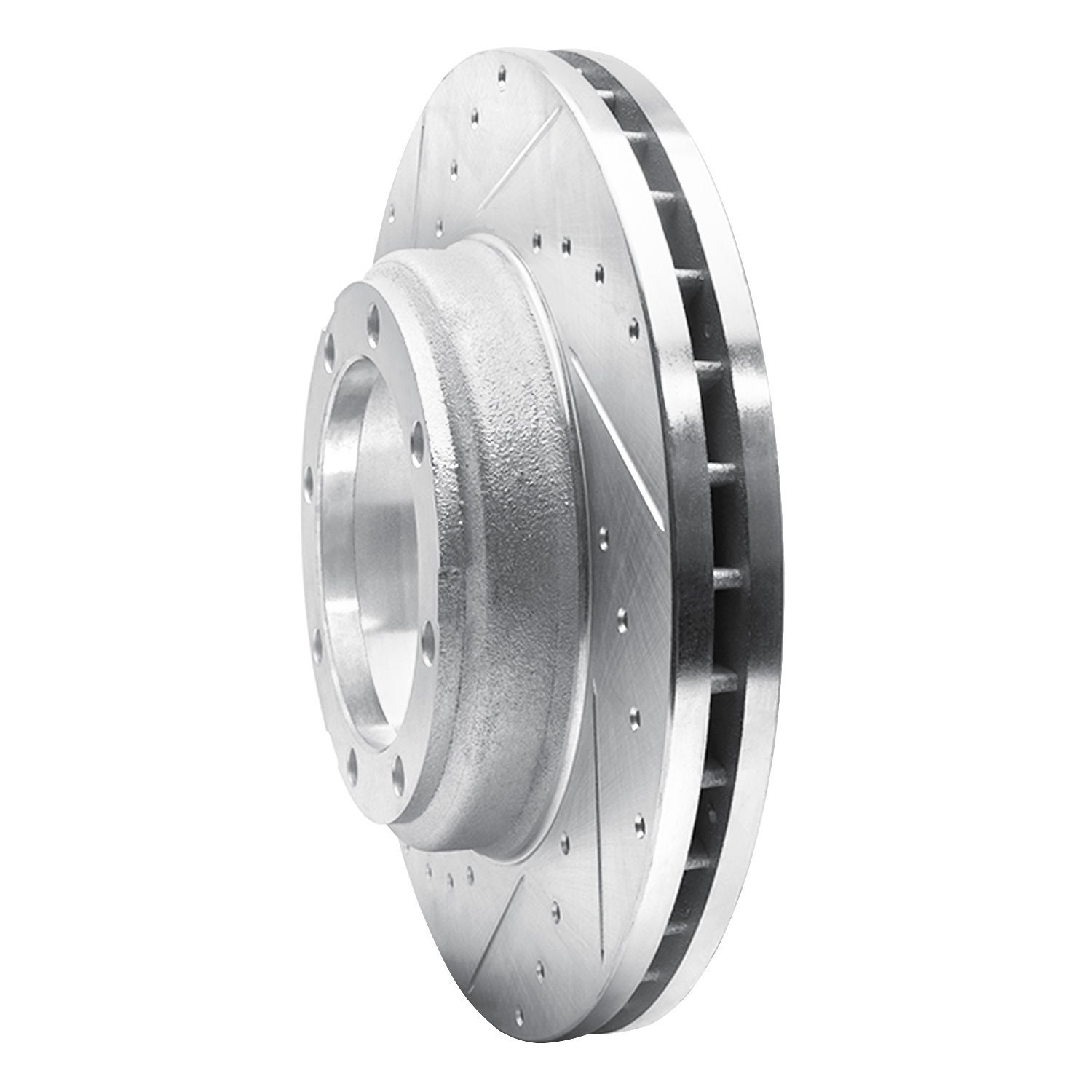 631-76146L Drilled/Slotted Brake Rotor [Silver], 2005-2010 Hino, Position: Rr Left