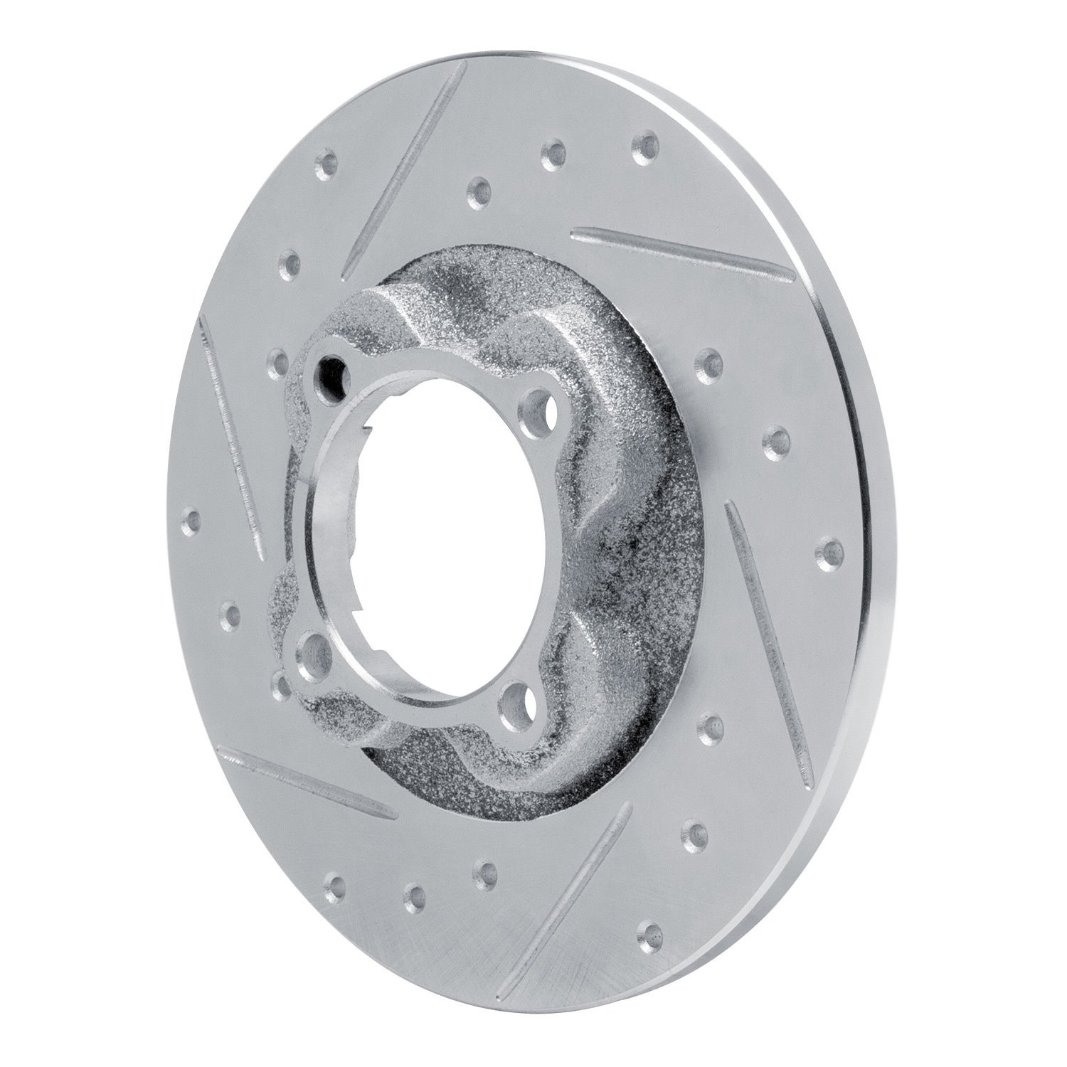 631-80005L Drilled/Slotted Brake Rotor [Silver], 1981-1985 Ford/Lincoln/Mercury/Mazda, Position: Front Left