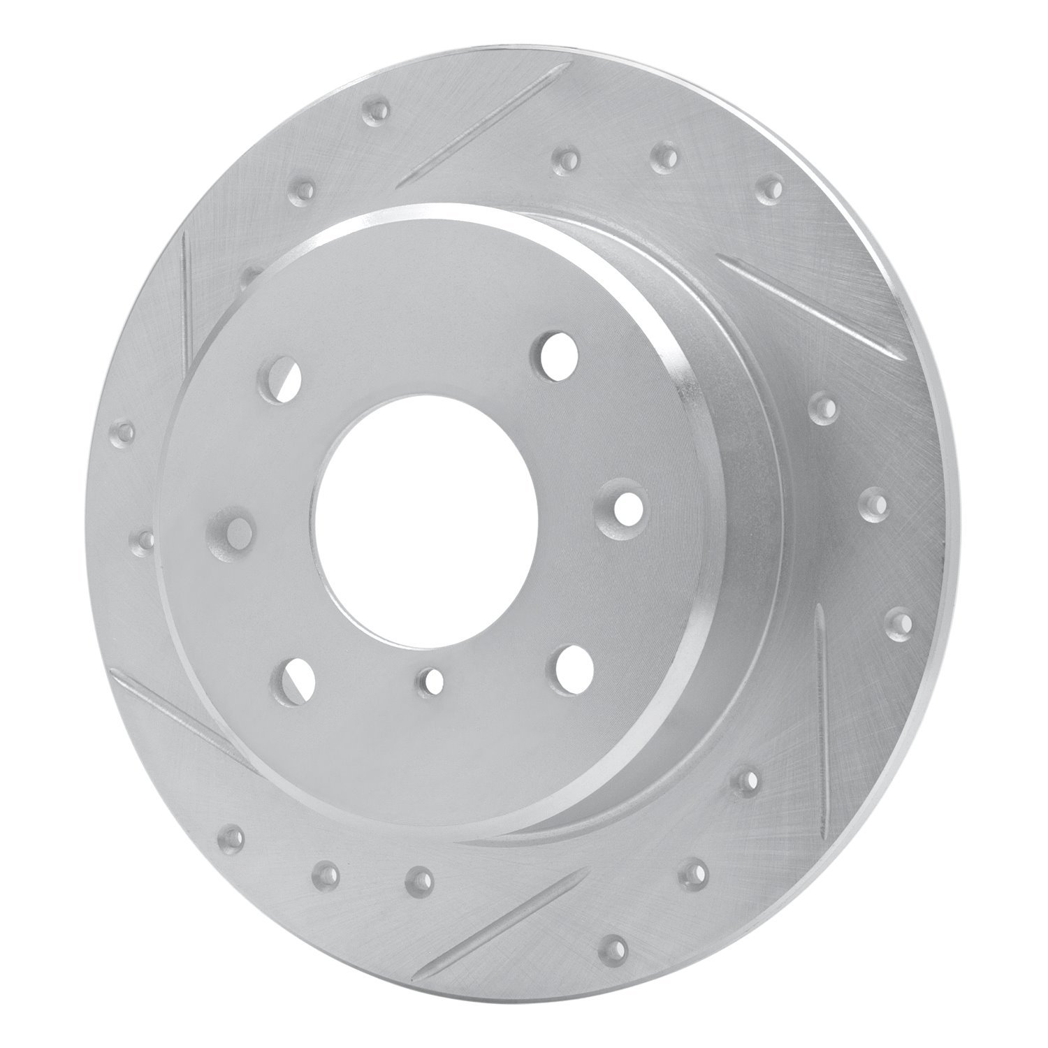 631-80014L Drilled/Slotted Brake Rotor [Silver], 1986-1988 Ford/Lincoln/Mercury/Mazda, Position: Rear Left