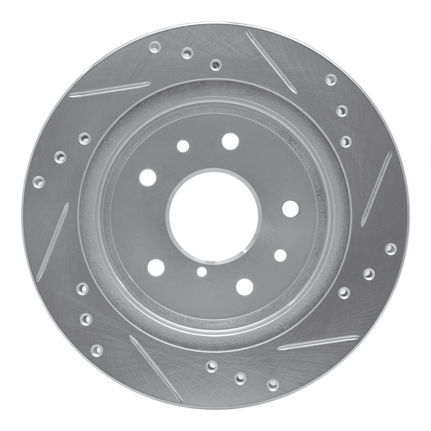 631-80015L Drilled/Slotted Brake Rotor [Silver], 1986-1991 Ford/Lincoln/Mercury/Mazda, Position: Rear Left