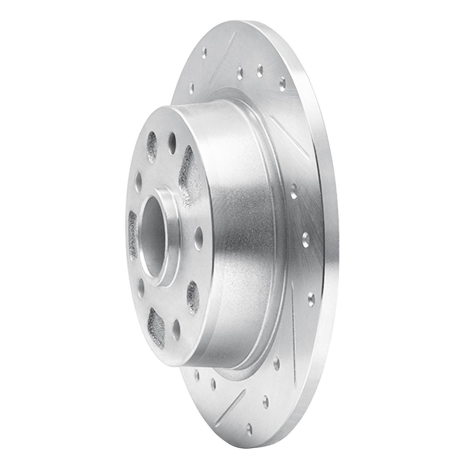 631-80017L Drilled/Slotted Brake Rotor [Silver], 1988-1992 Ford/Lincoln/Mercury/Mazda, Position: Rear Left