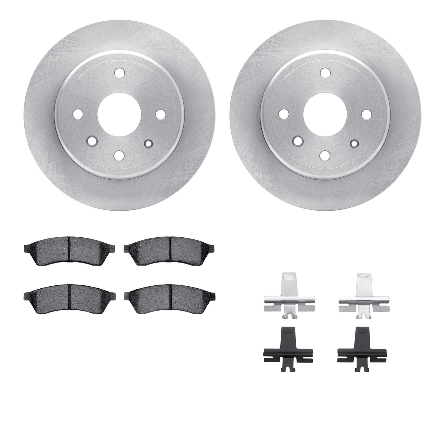 6312-01014 Brake Rotors with 3000-Series Ceramic Brake Pads Kit with Hardware, 2004-2009 Multiple Makes/Models, Position: Rear