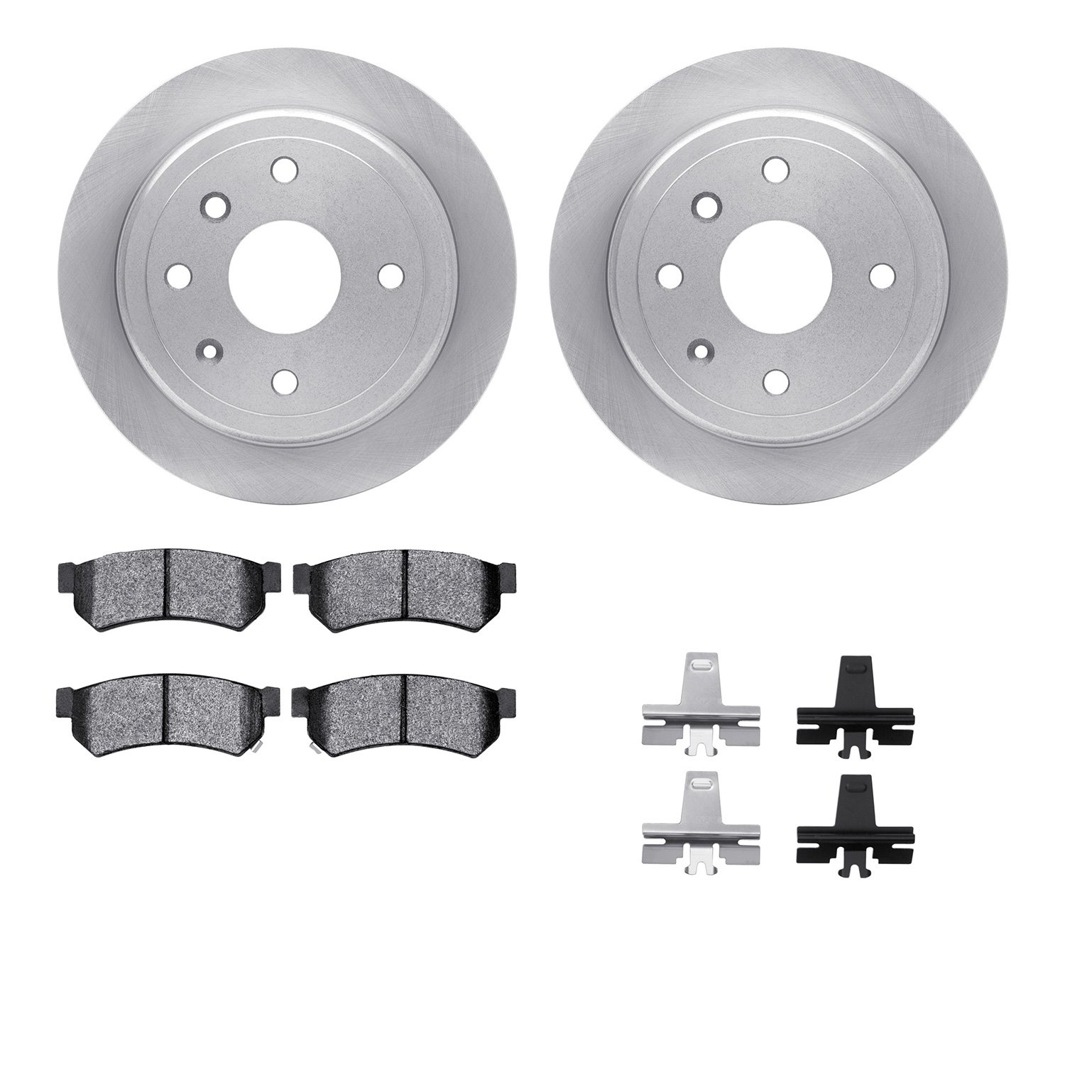 6312-01021 Brake Rotors with 3000-Series Ceramic Brake Pads Kit with Hardware, 2007-2010 Multiple Makes/Models, Position: Rear