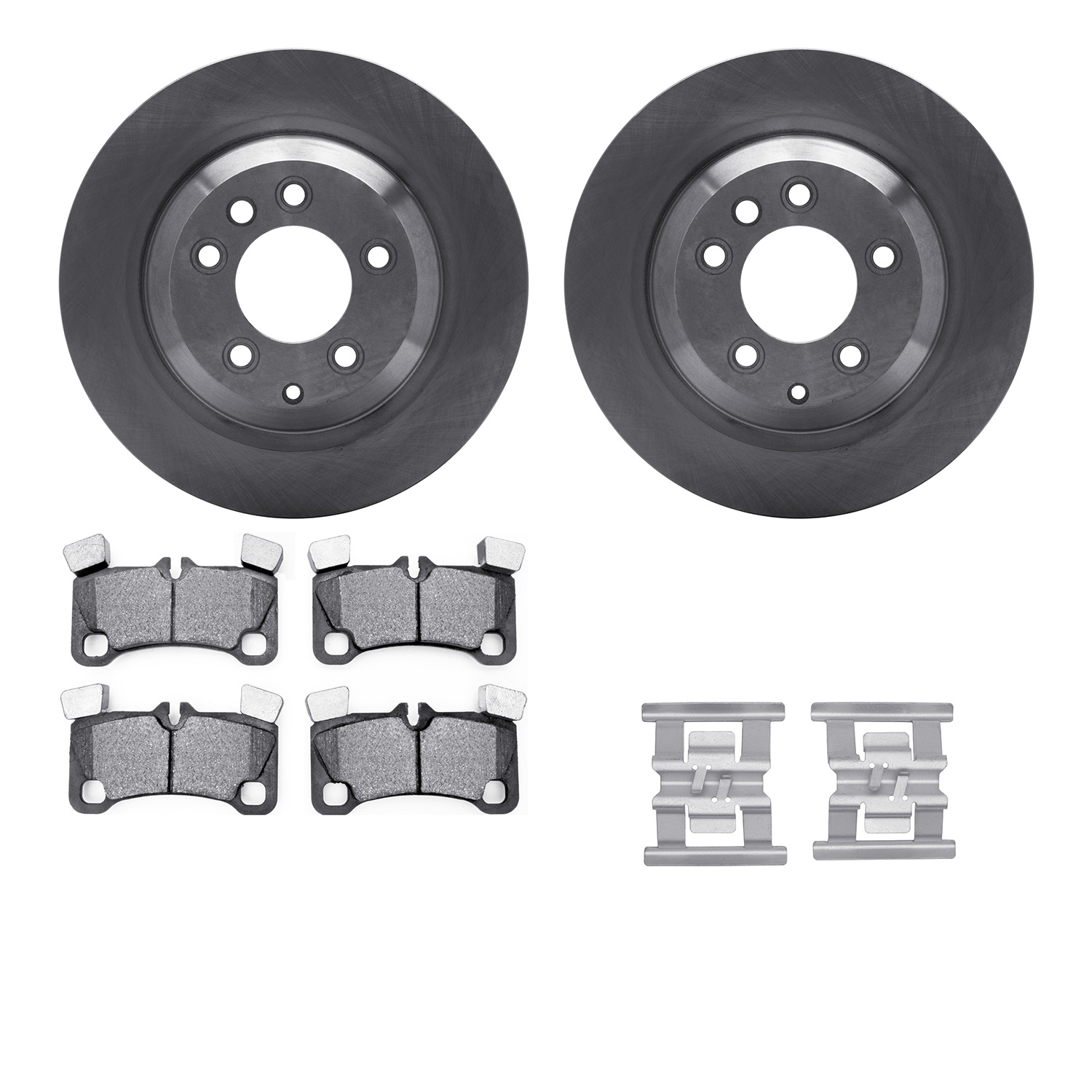 6312-02018 Brake Rotors with 3000-Series Ceramic Brake Pads Kit with Hardware, 2008-2010 Multiple Makes/Models, Position: Rear