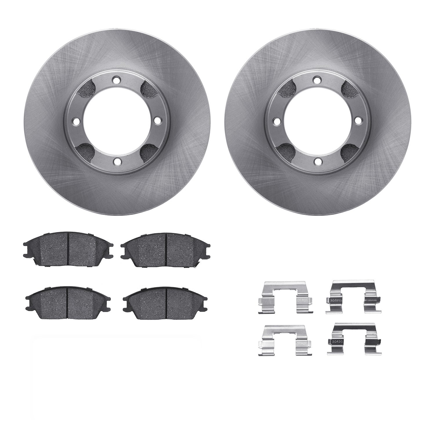 6312-03006 Brake Rotors with 3000-Series Ceramic Brake Pads Kit with Hardware, 1987-1999 Multiple Makes/Models, Position: Front
