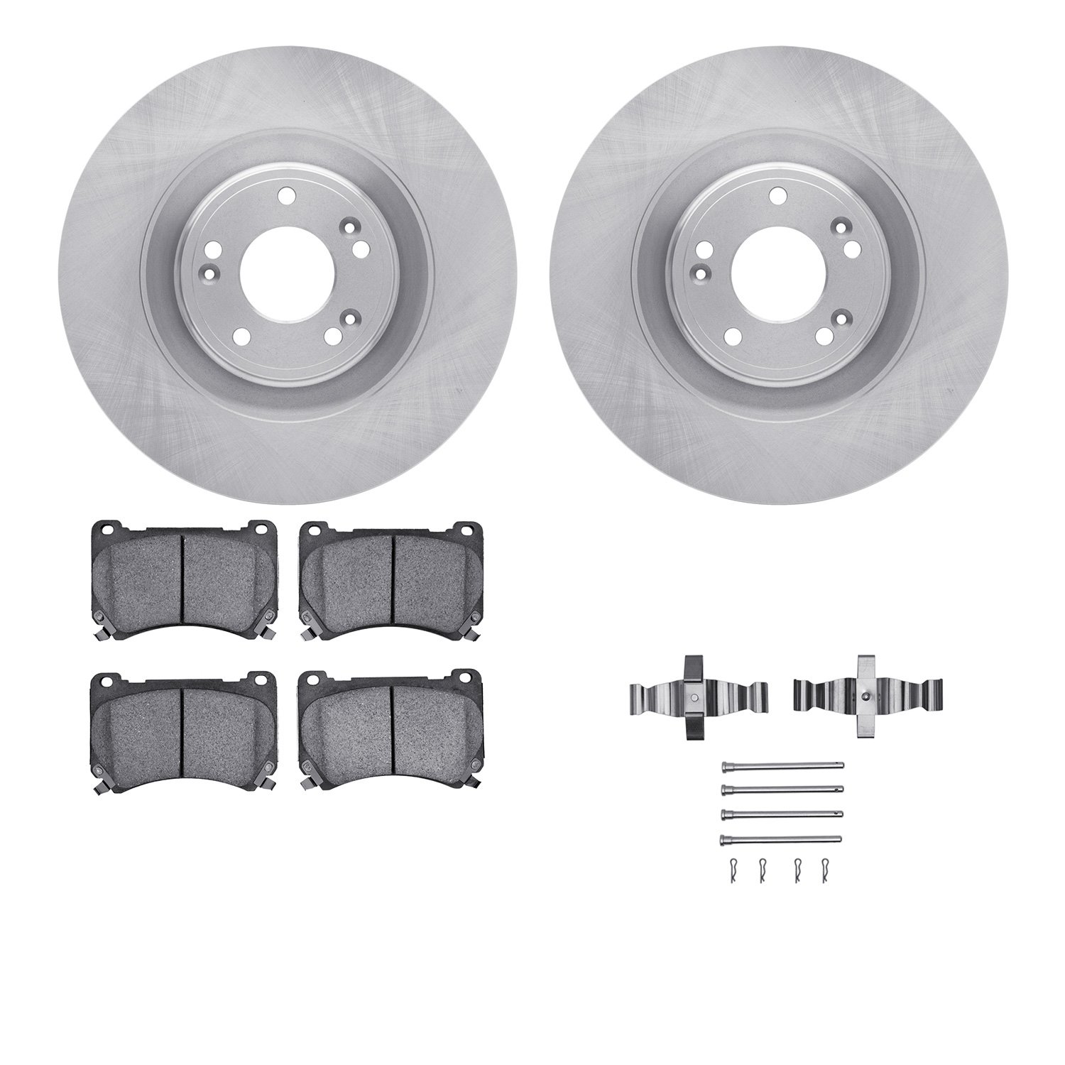6312-03058 Brake Rotors with 3000-Series Ceramic Brake Pads Kit with Hardware, 2011-2014 Kia/Hyundai/Genesis, Position: Front