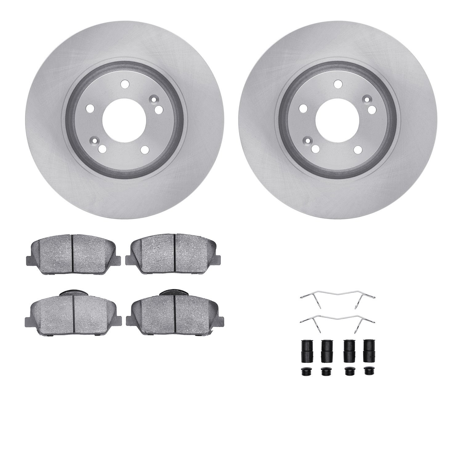 6312-03063 Brake Rotors with 3000-Series Ceramic Brake Pads Kit with Hardware, 2011-2015 Kia/Hyundai/Genesis, Position: Front