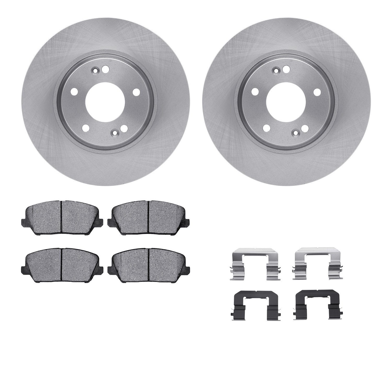6312-03074 Brake Rotors with 3000-Series Ceramic Brake Pads Kit with Hardware, 2014-2018 Kia/Hyundai/Genesis, Position: Front