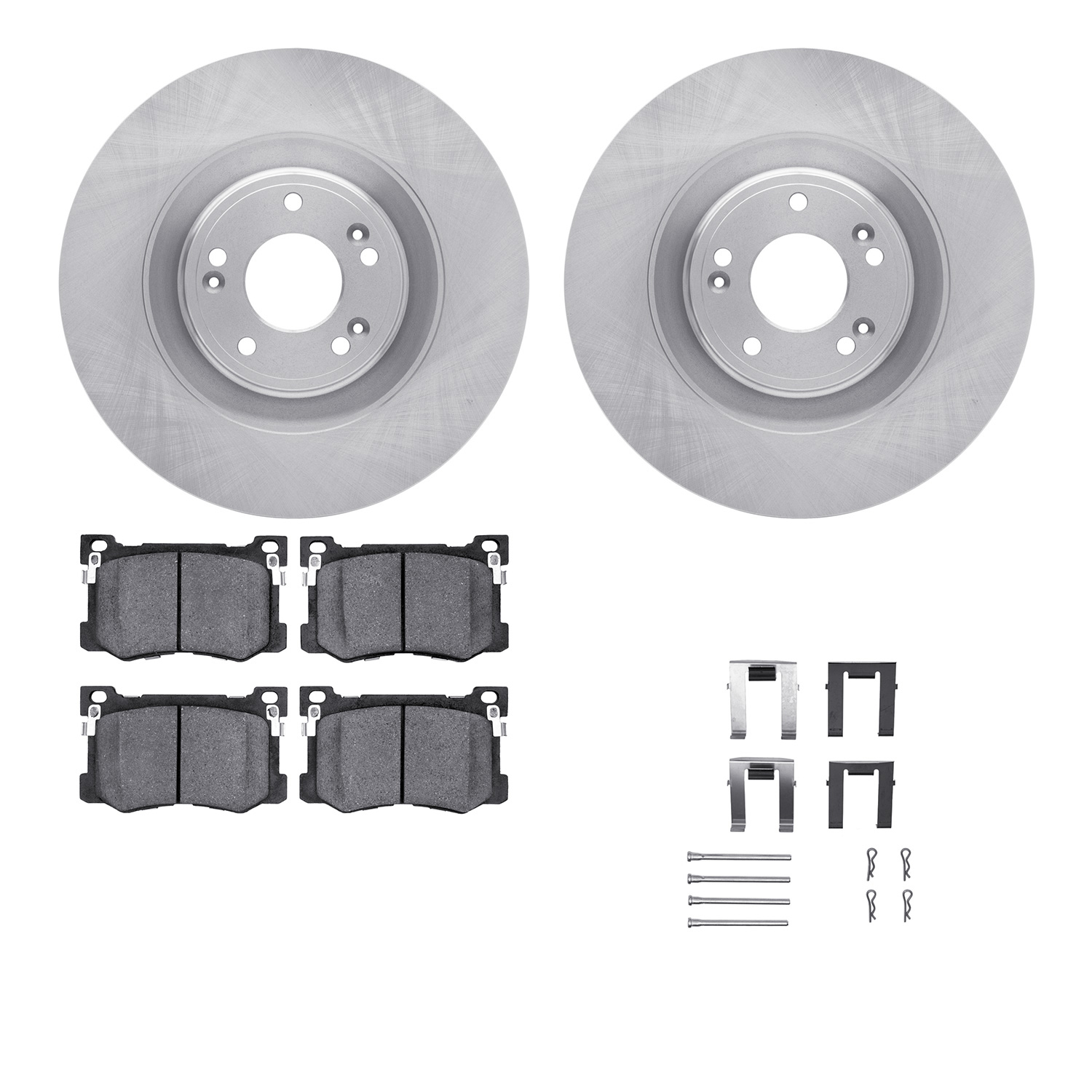 6312-03076 Brake Rotors with 3000-Series Ceramic Brake Pads Kit with Hardware, 2015-2017 Kia/Hyundai/Genesis, Position: Front