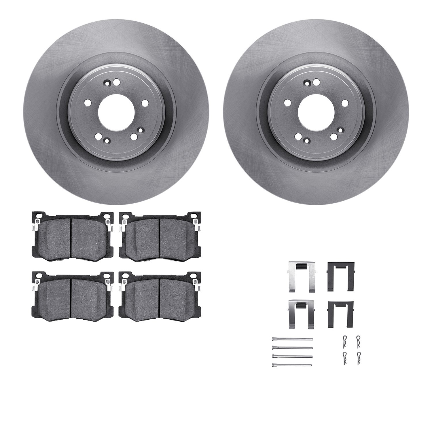 6312-03078 Brake Rotors with 3000-Series Ceramic Brake Pads Kit with Hardware, 2018-2020 Kia/Hyundai/Genesis, Position: Front