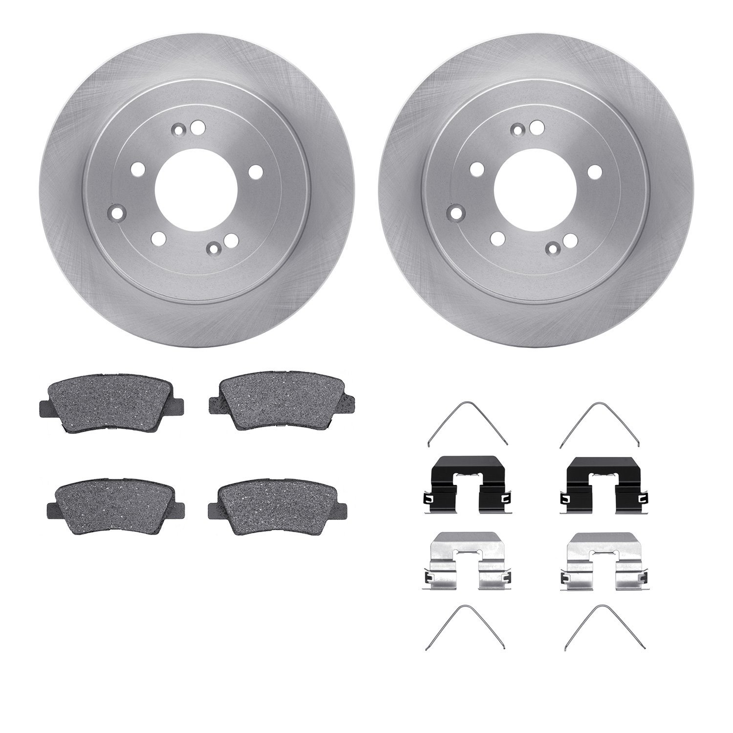 6312-03095 Brake Rotors with 3000-Series Ceramic Brake Pads Kit with Hardware, Fits Select Kia/Hyundai/Genesis, Position: Rear