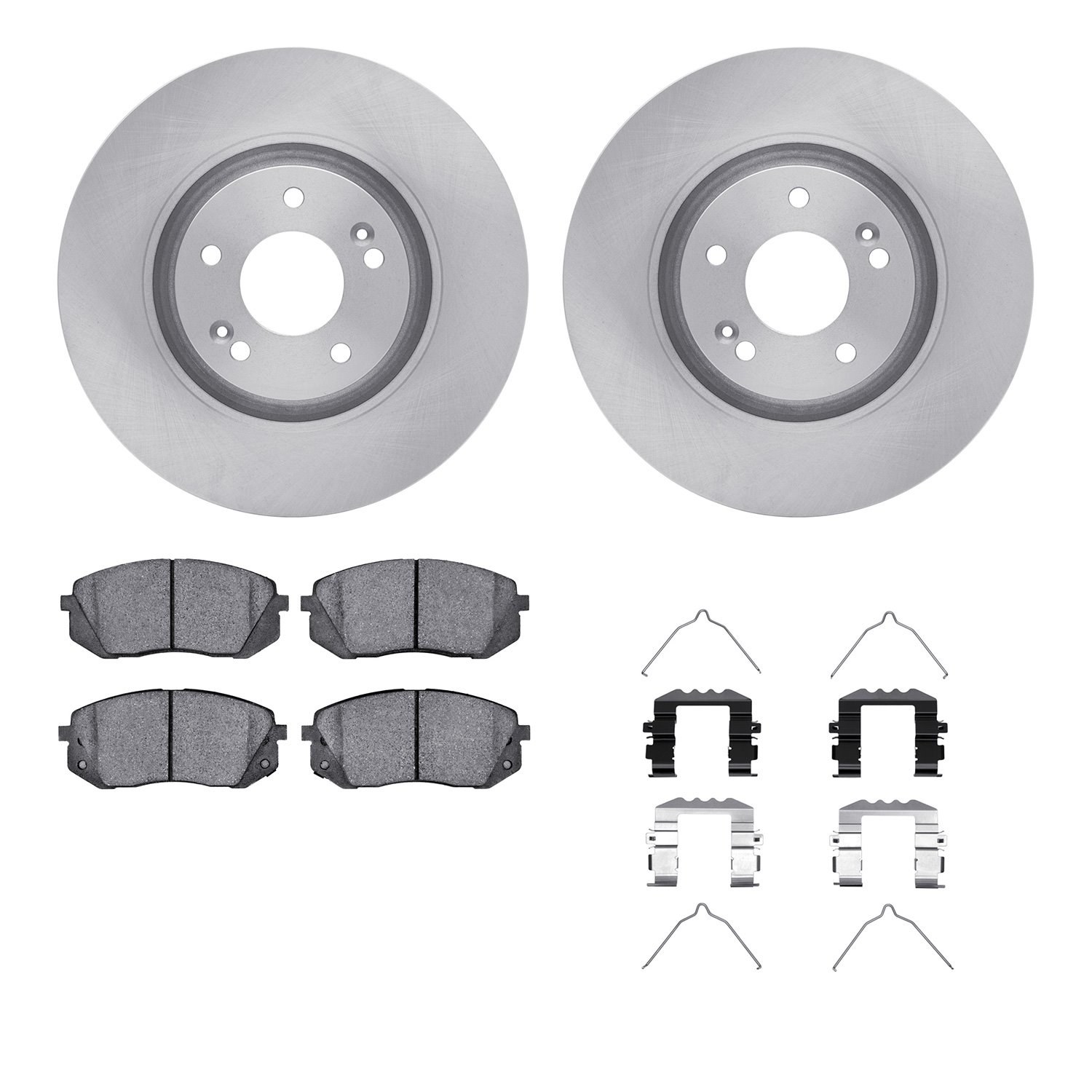 6312-03098 Brake Rotors with 3000-Series Ceramic Brake Pads Kit with Hardware, 2016-2020 Kia/Hyundai/Genesis, Position: Front