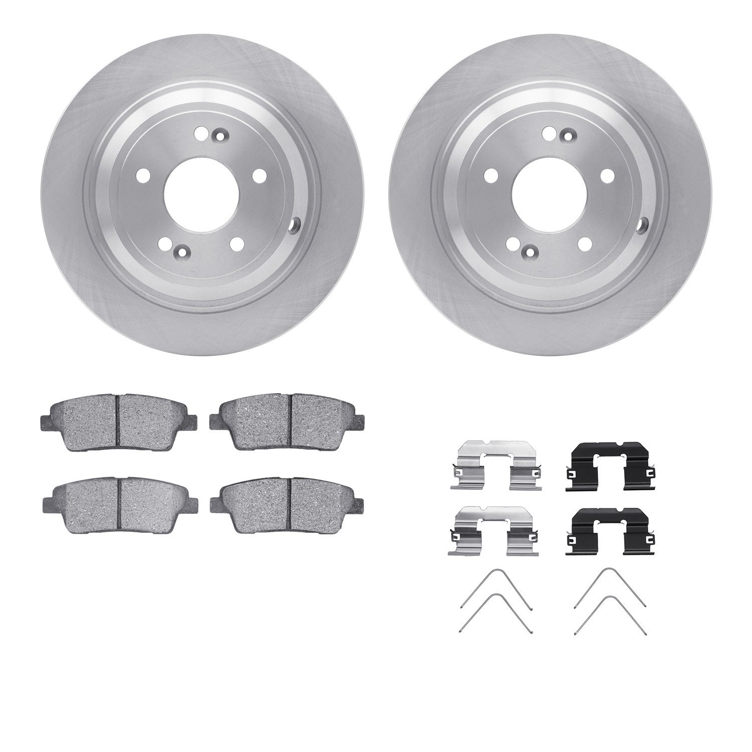 6312-03103 Brake Rotors with 3000-Series Ceramic Brake Pads Kit with Hardware, 2018-2020 Kia/Hyundai/Genesis, Position: Rear