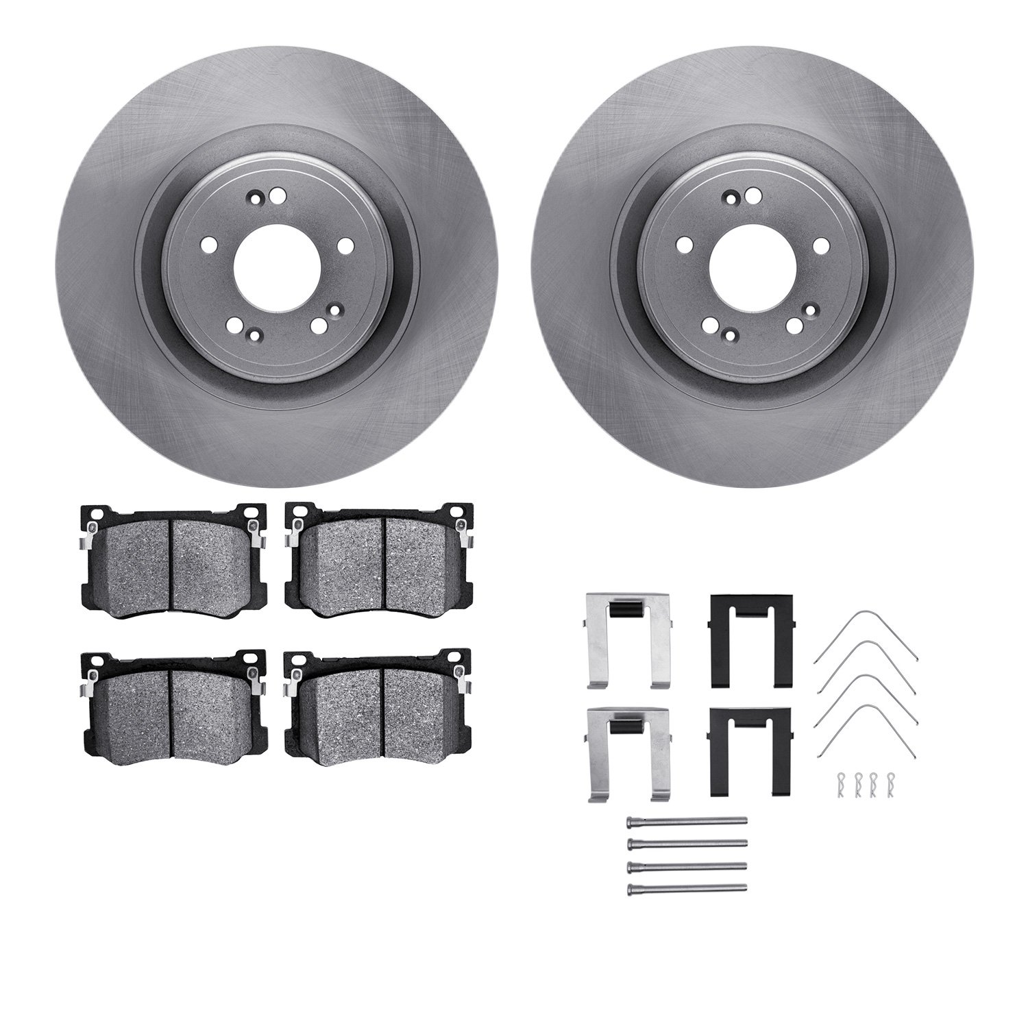 6312-03104 Brake Rotors with 3000-Series Ceramic Brake Pads Kit with Hardware, 2018-2020 Kia/Hyundai/Genesis, Position: Front